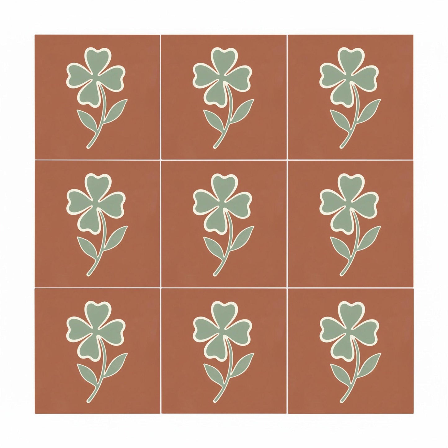 Azulejo Fiore di Trifoglio Minimalista — Decoro Natura