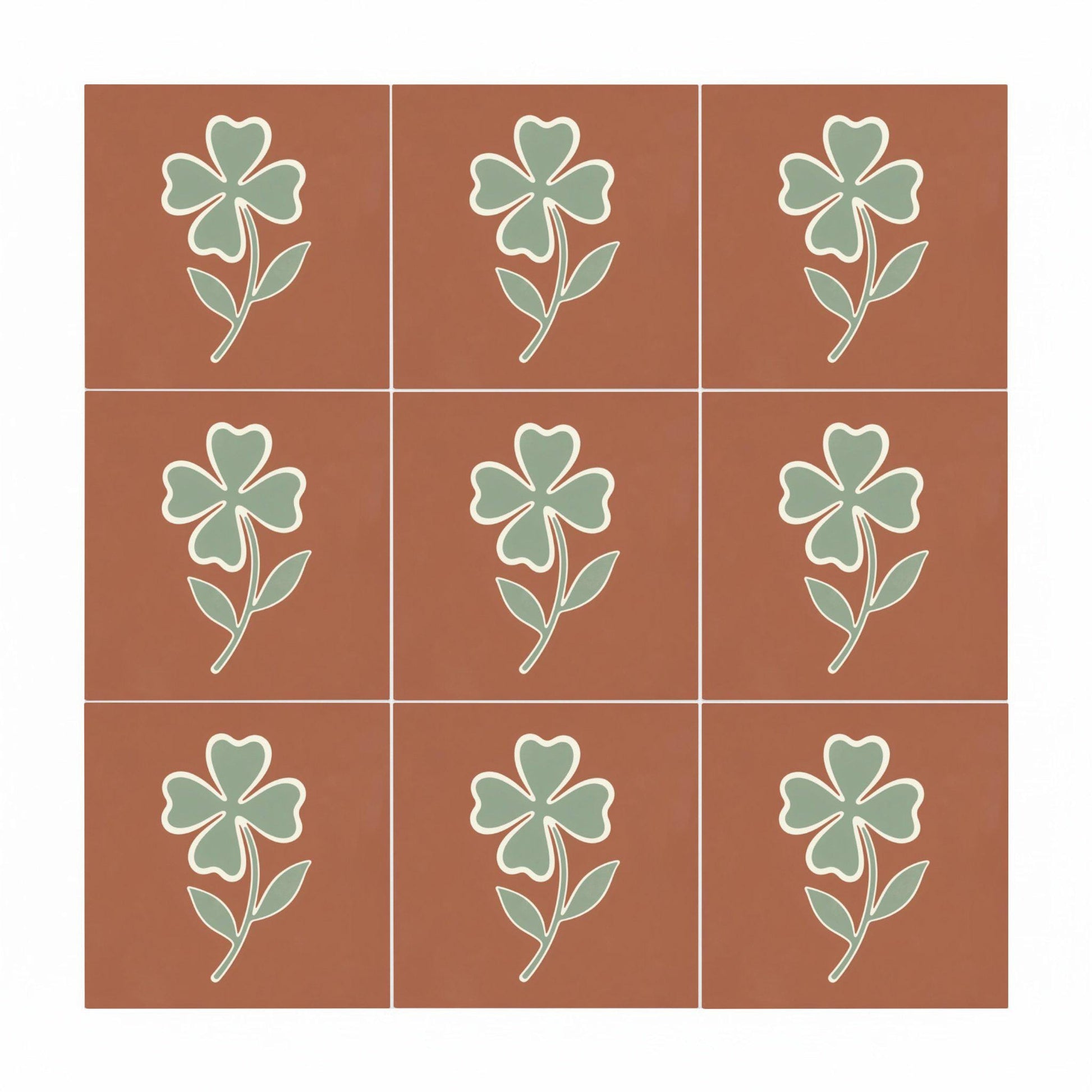 Azulejo Fiore di Trifoglio Minimalista — Decoro Natura