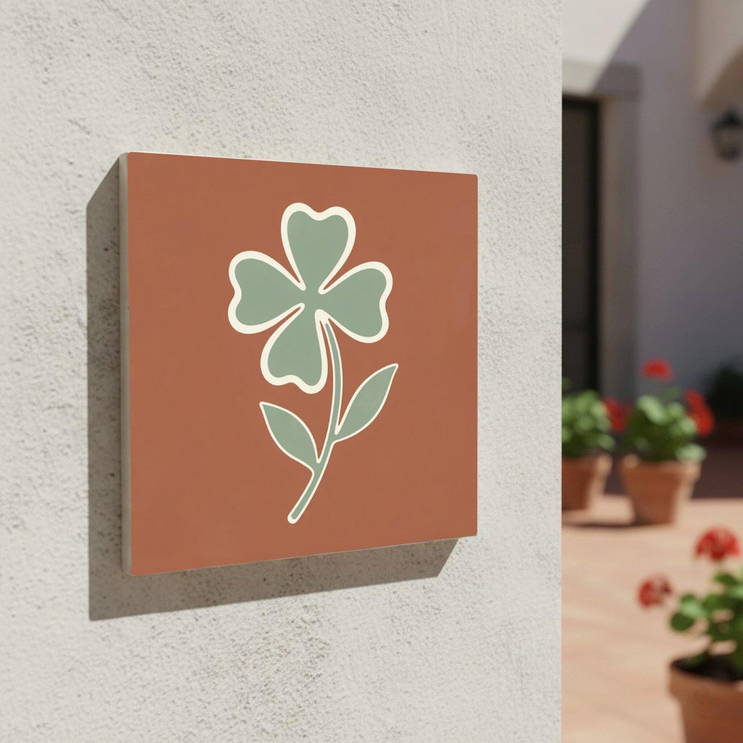 Azulejo Fiore di Trifoglio Minimalista — Decoro Natura