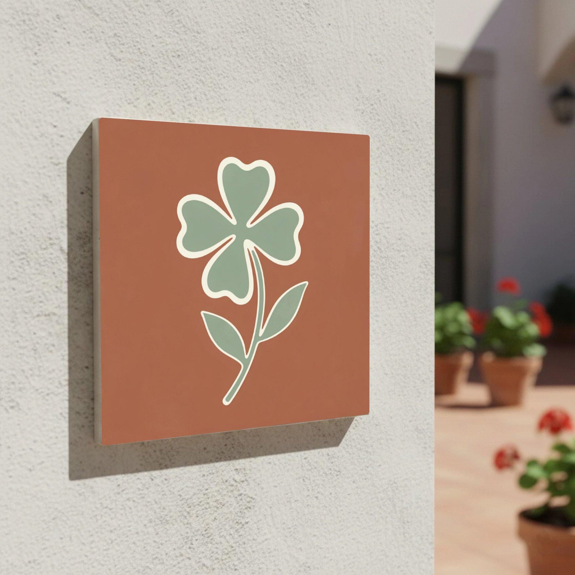 Azulejo Fiore di Trifoglio Minimalista — Decoro Natura