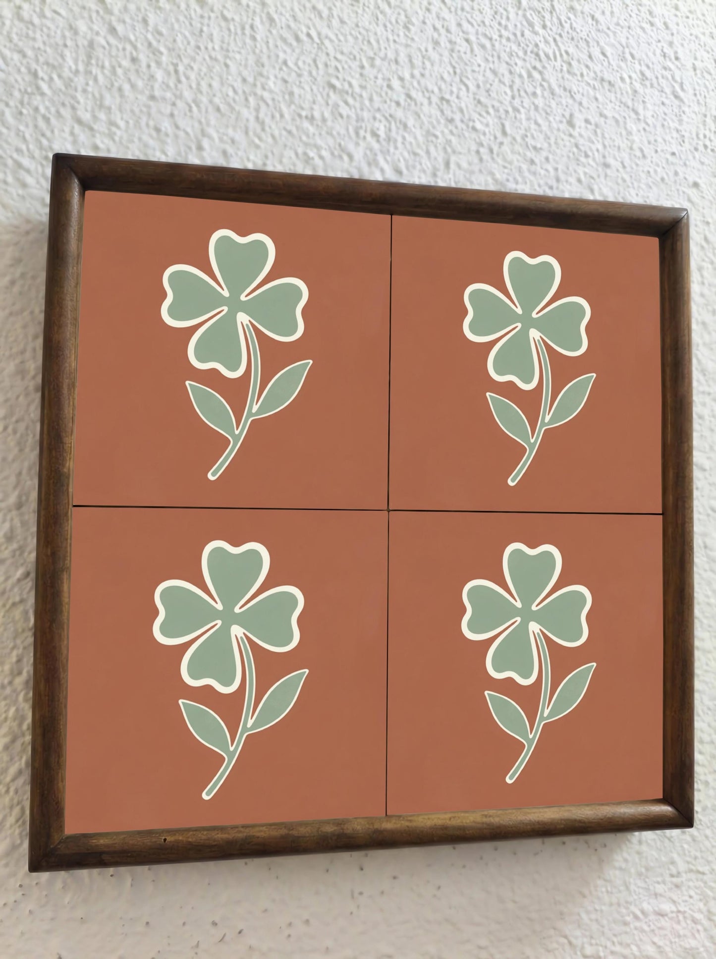 Azulejo Fiore di Trifoglio Minimalista — Decoro Natura