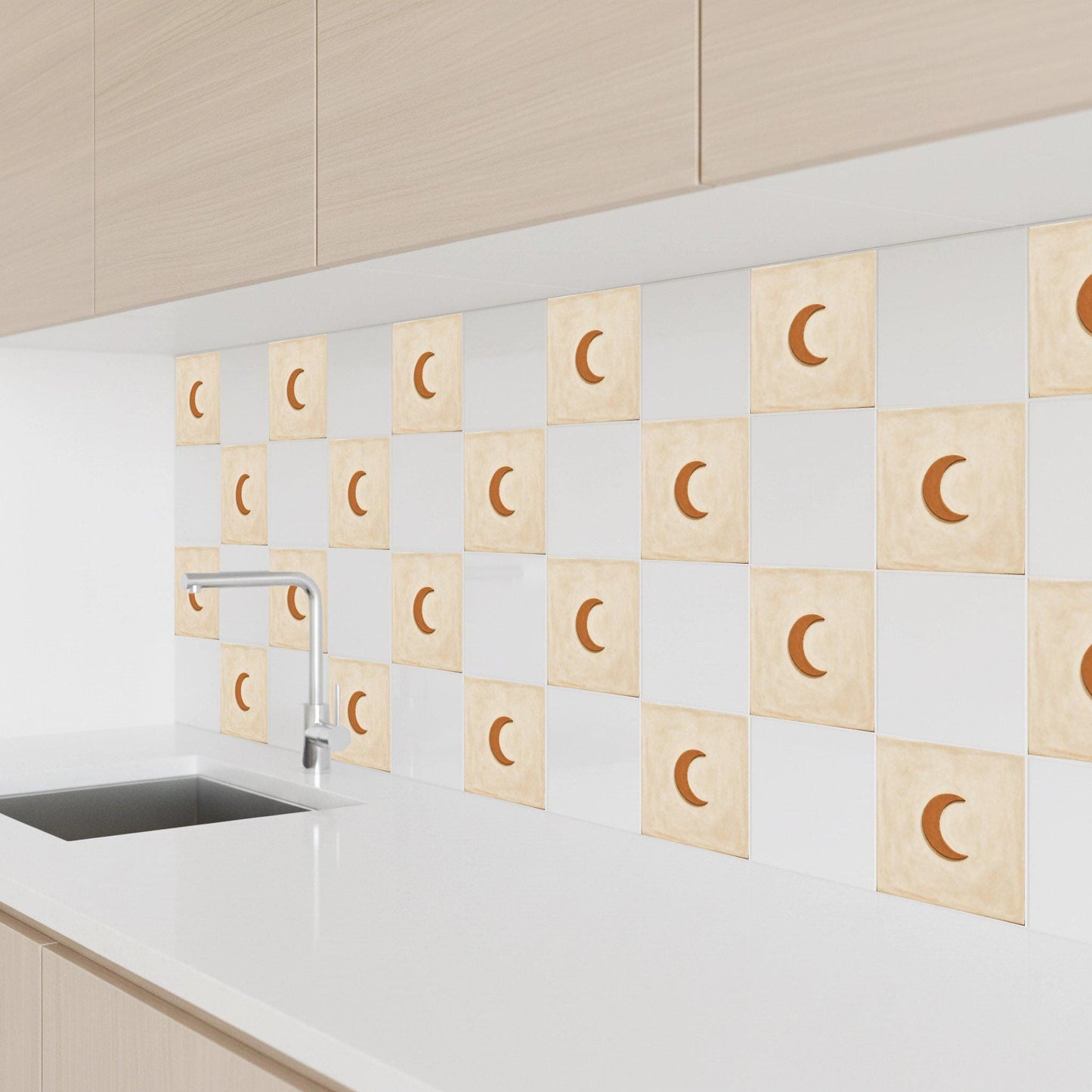 Crescent luna minimalista — Mediterranean Kitchen Tile Decorative Tile
