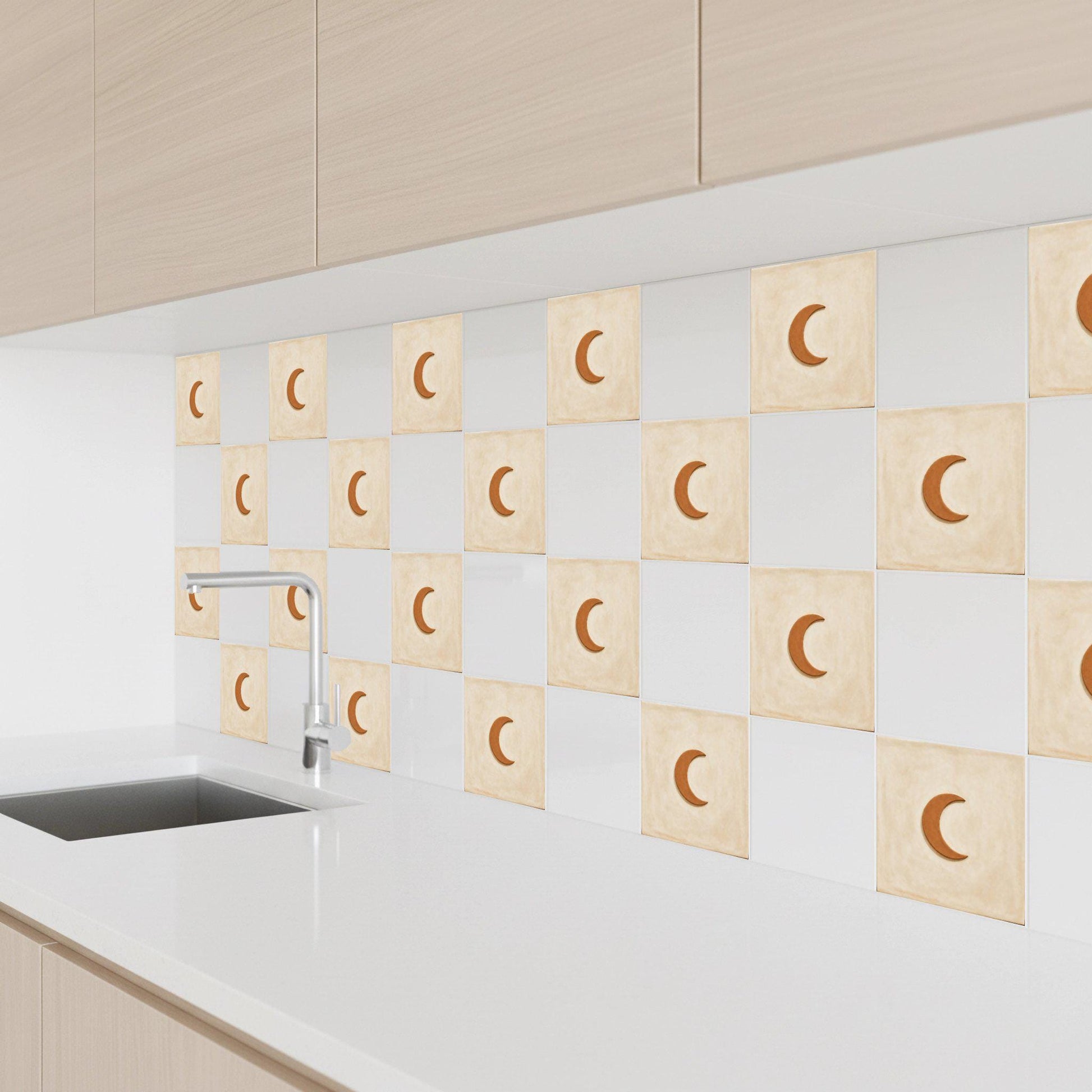 Crescent luna minimalista — Mediterranean Kitchen Tile Decorative Tile