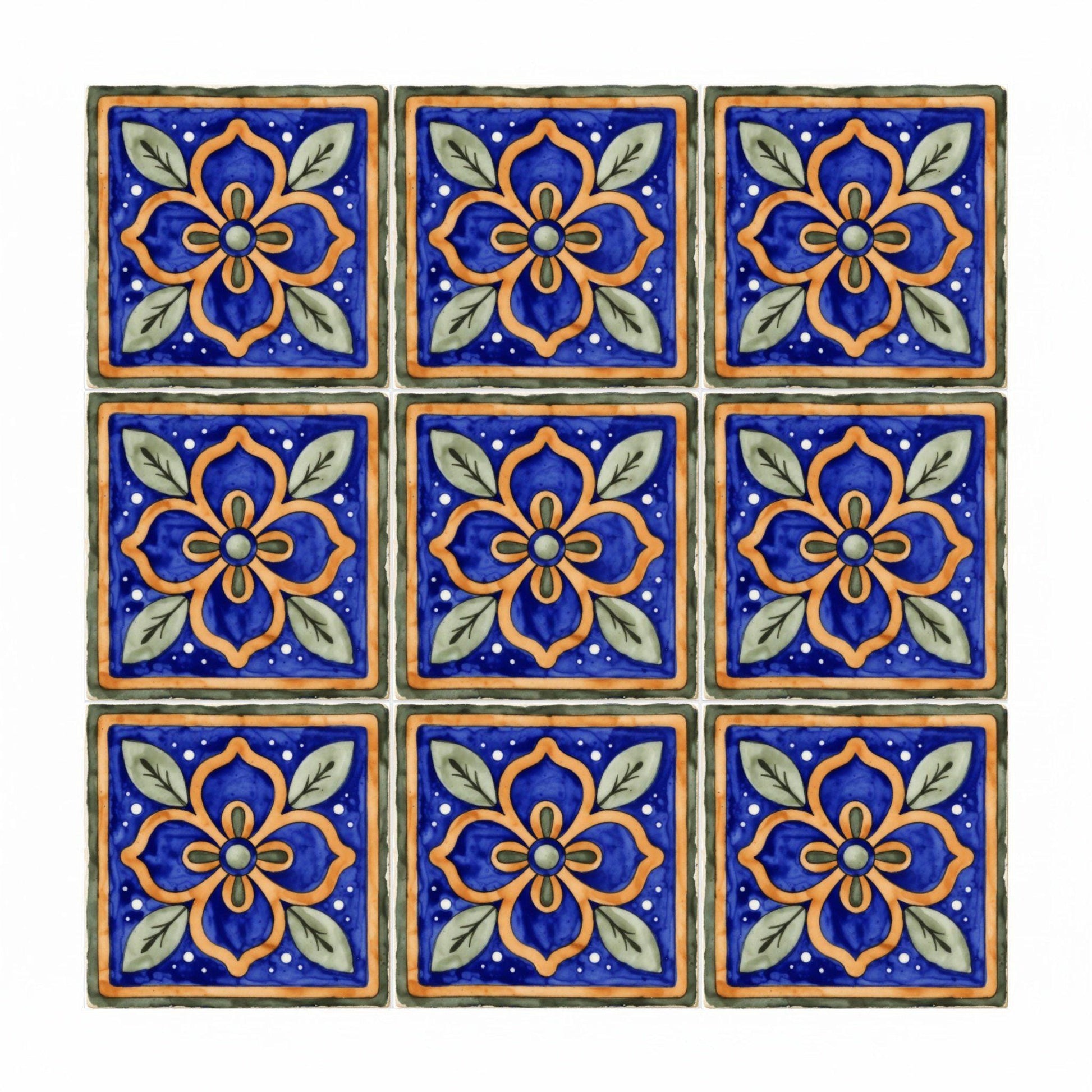 Fliese Talavera Blau Spanisch · Azulejo im Sevilla-Stil