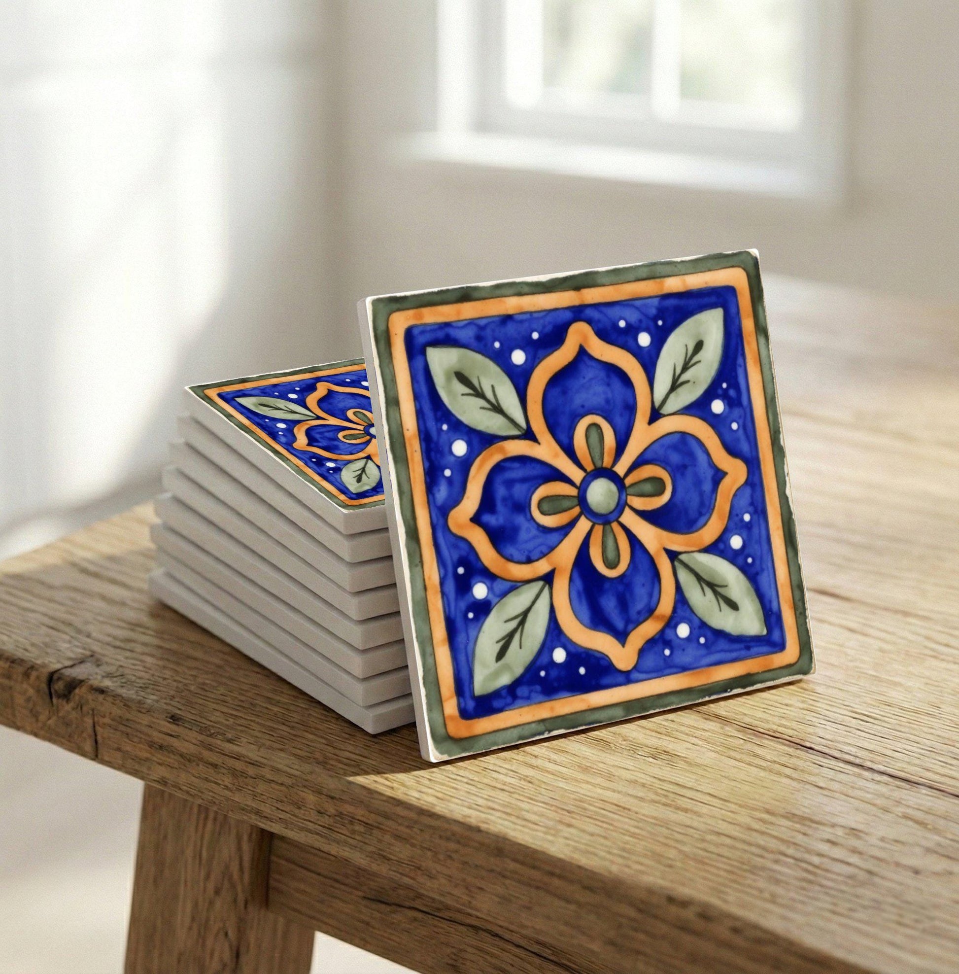 Fliese Talavera Blau Spanisch · Azulejo im Sevilla-Stil