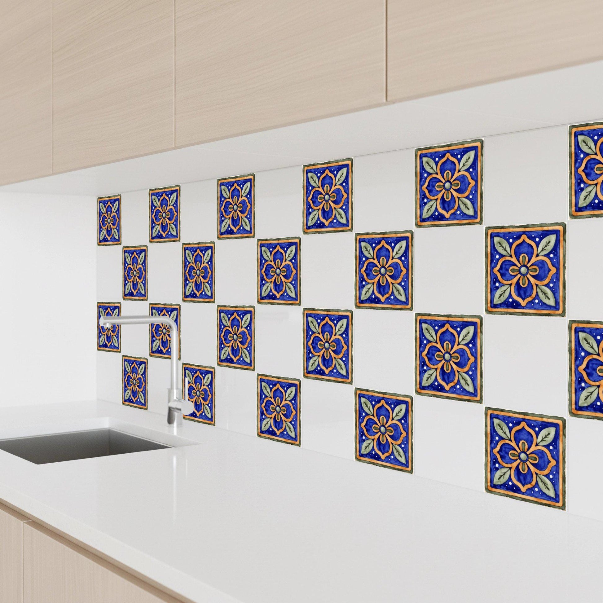 Fliese Talavera Blau Spanisch · Azulejo im Sevilla-Stil
