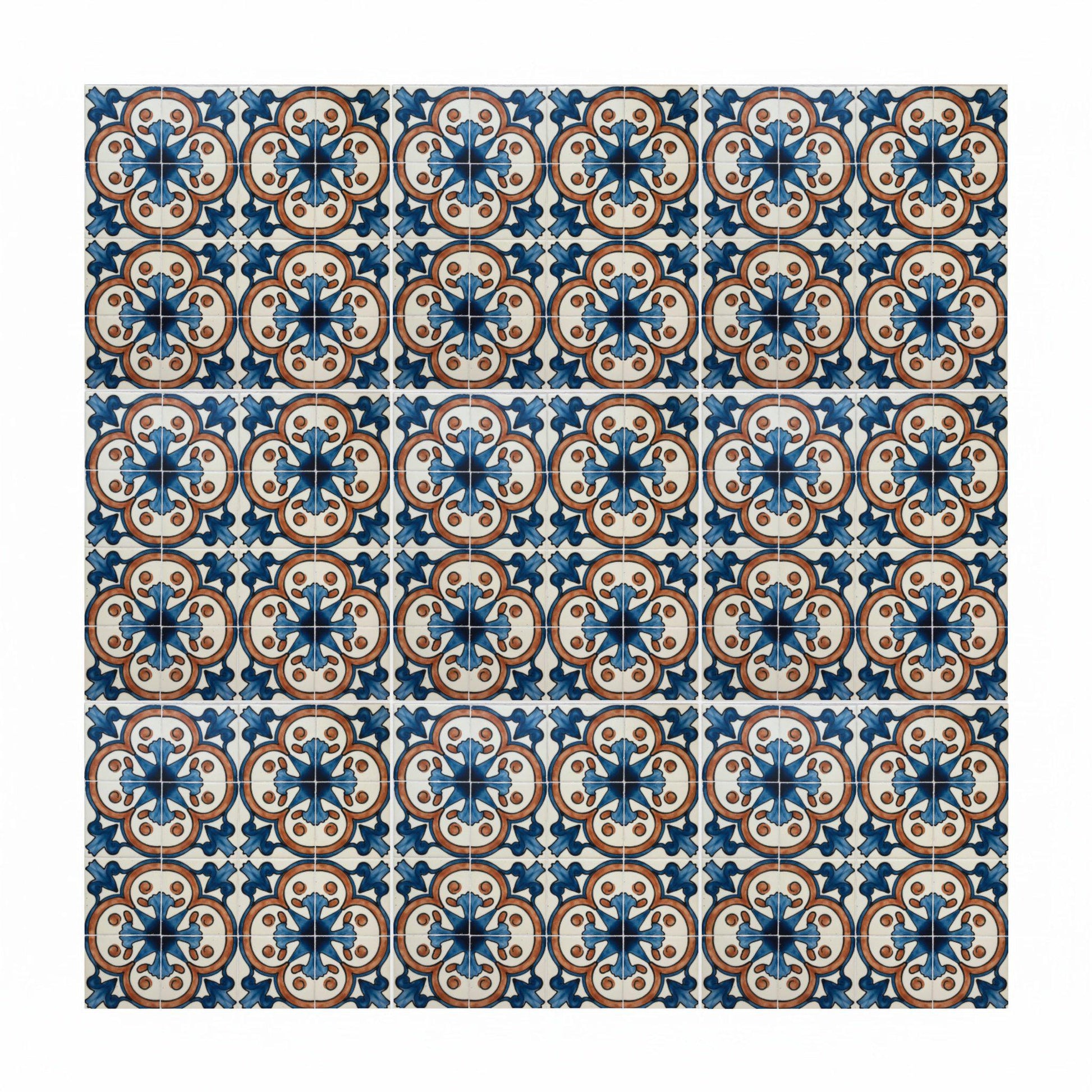 Azulejo Azul y terracota Ceramic pared mediterráneo