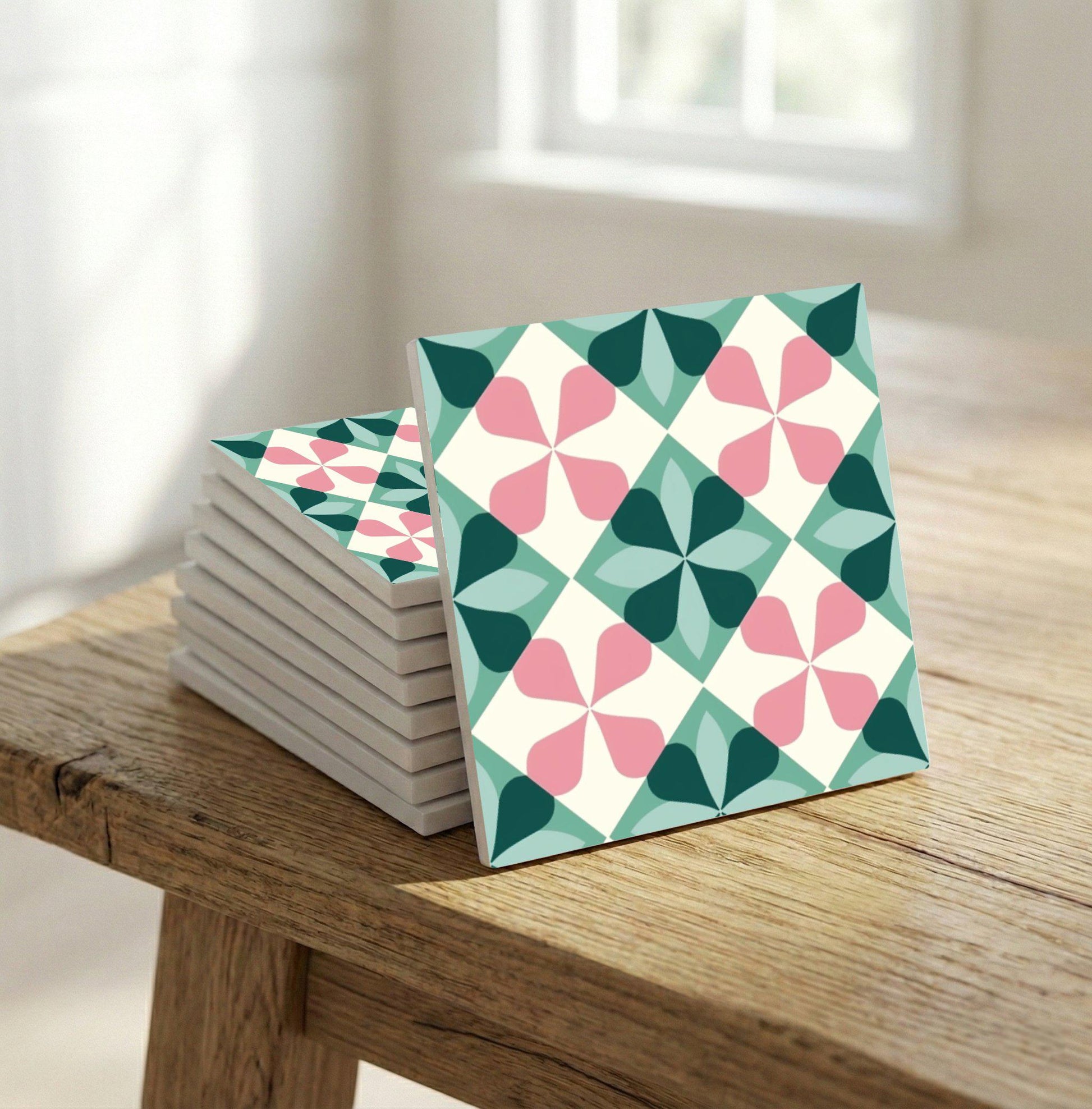 Pastel Retro — Nature Motif Décor Ceramic Tile