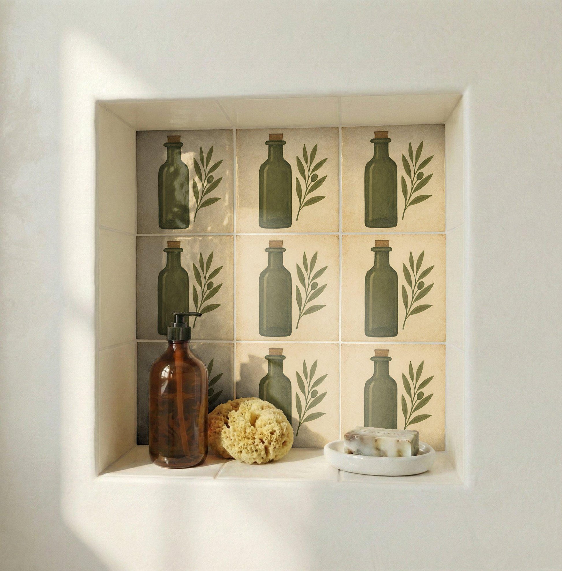 Tuscan Huile d'Olive — Carreau Céramique Motif Botanique