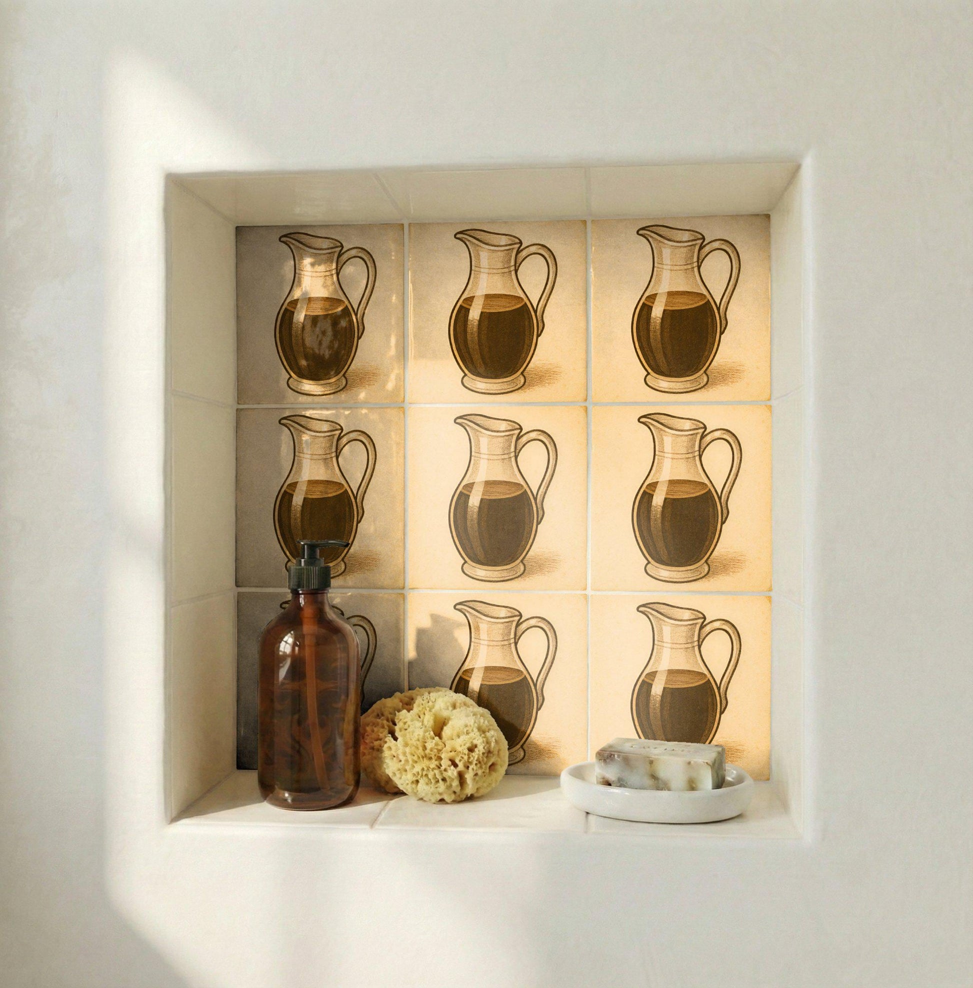 Carreau Huile d'Olive Carafe · Motif Botanique