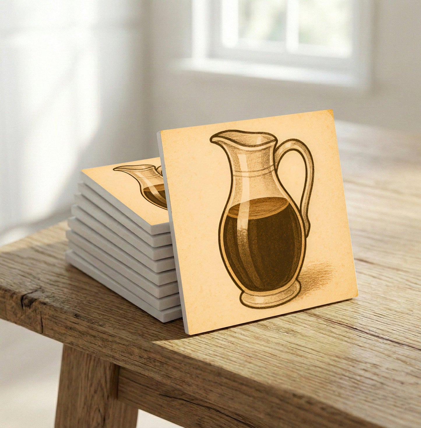 Carreau Huile d'Olive Carafe · Motif Botanique