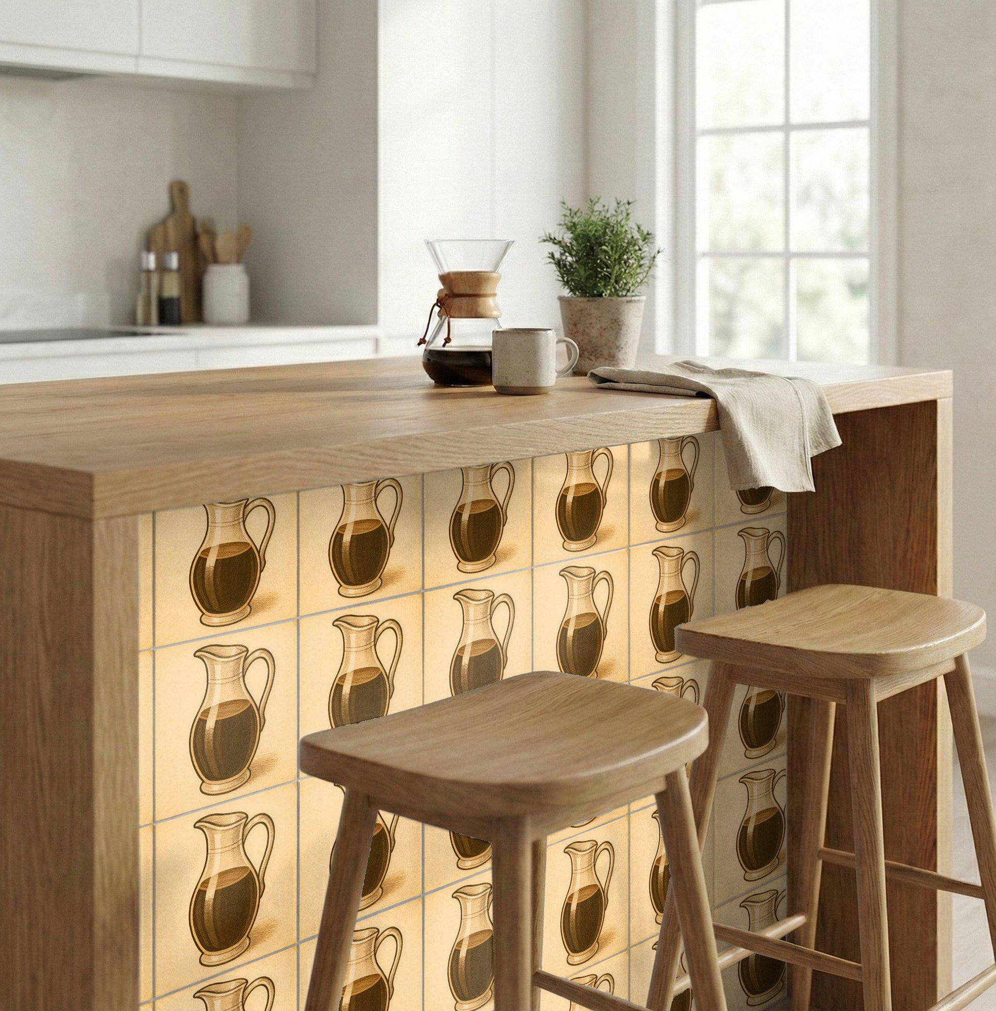 Carreau Huile d'Olive Carafe · Motif Botanique
