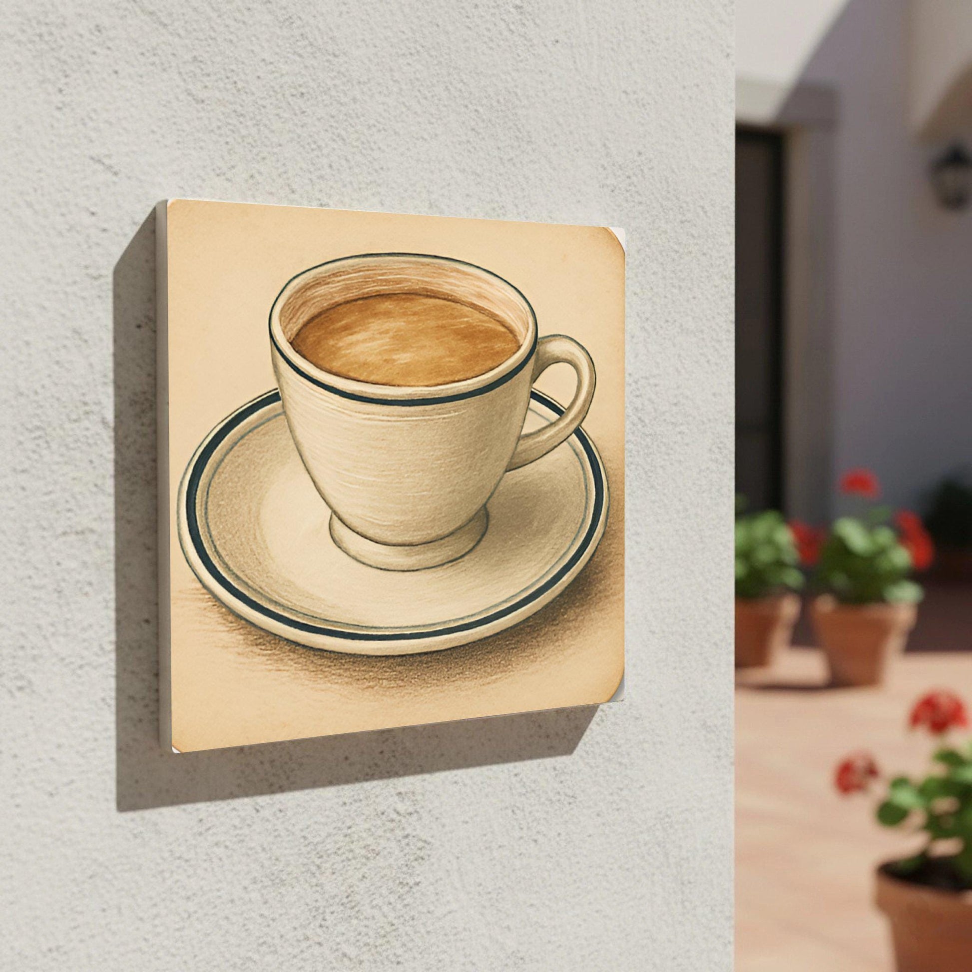 Espresso Cup · Keramik-Wandfliese — Mediterranes Küsten-Dekor