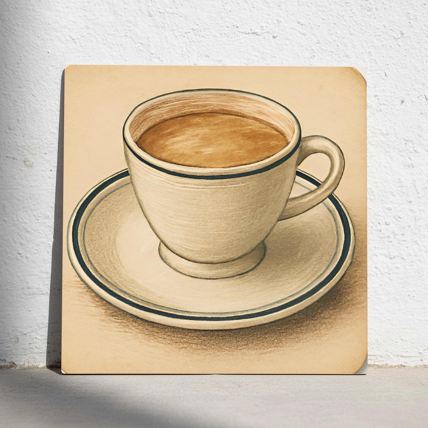 Espresso Cup · Keramik-Wandfliese — Mediterranes Küsten-Dekor