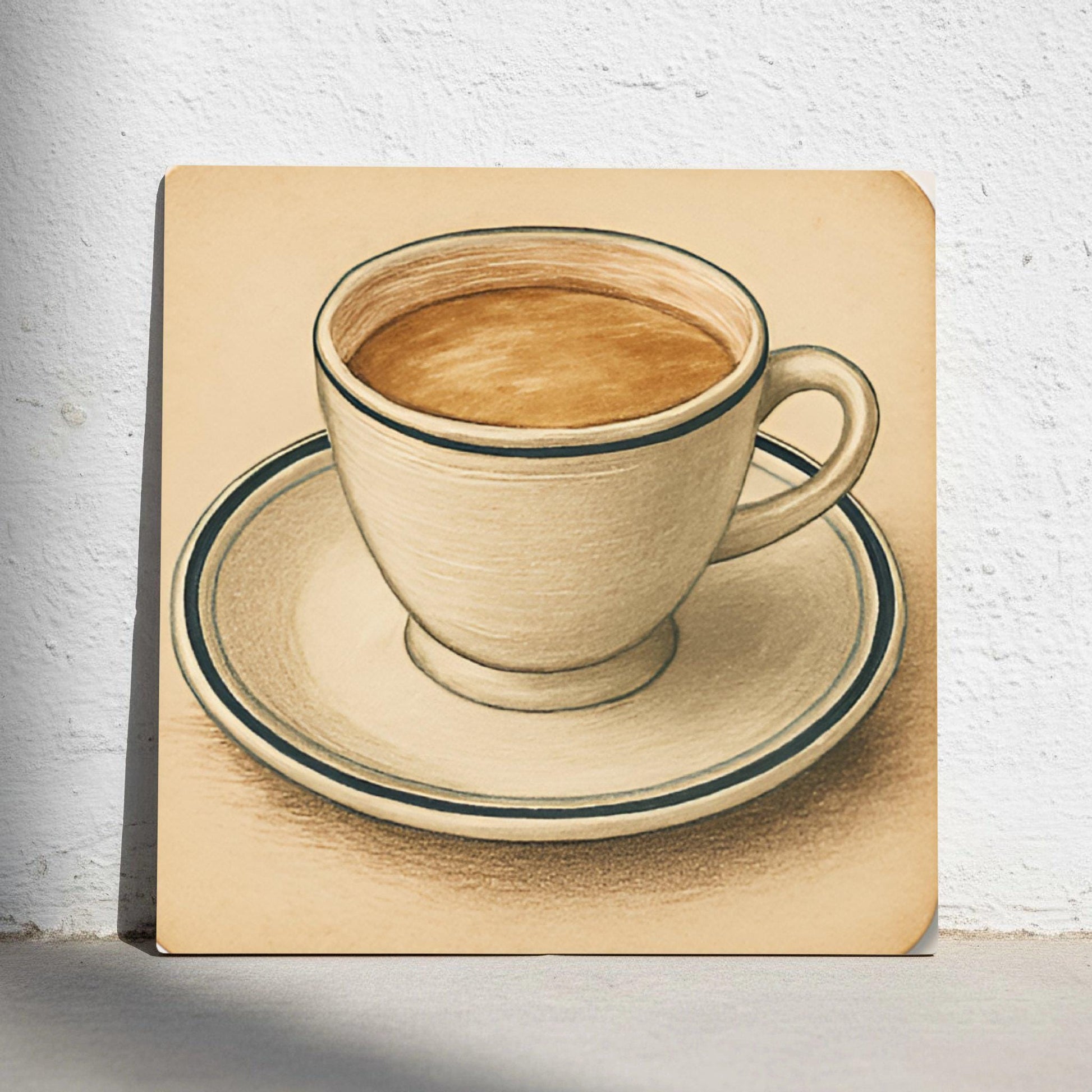 Espresso Cup · Keramik-Wandfliese — Mediterranes Küsten-Dekor