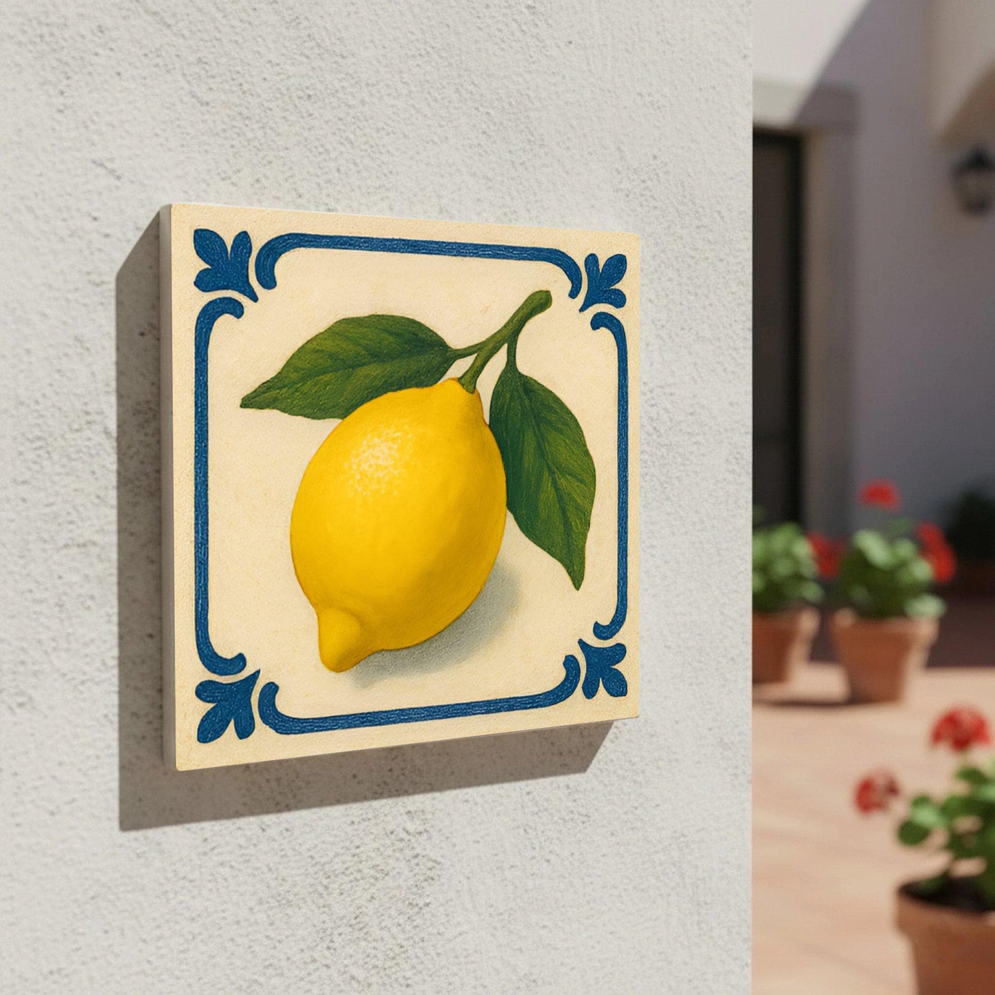 Lemon Mediterranean · Ceramic Wall Tile — Botanical Motif