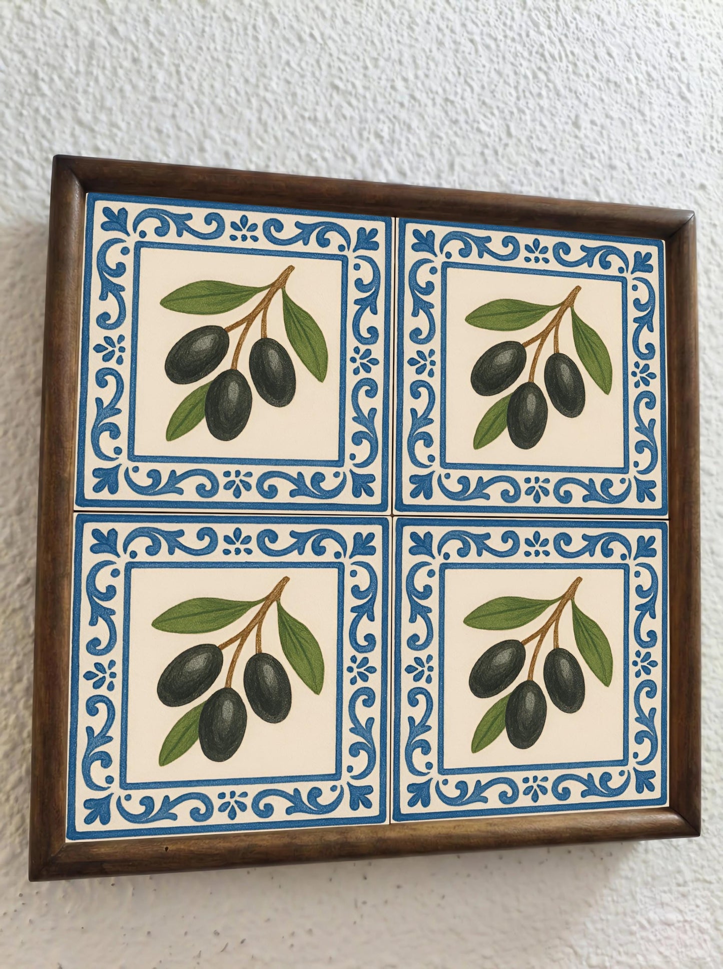 Olive Branch Mediterranean · Ceramic Wall Tile — Nature Motif Décor