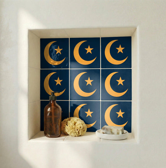 Azulejo Islamic Crescent luna y estrella