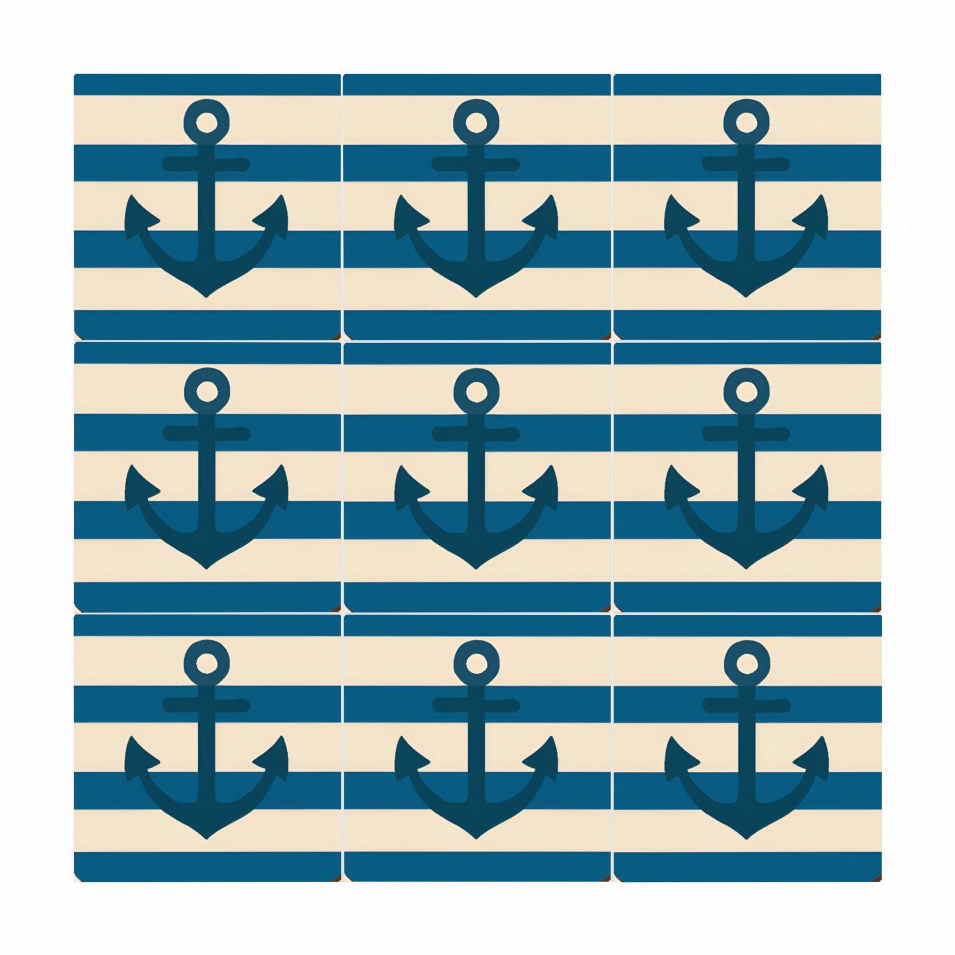 Nautical Anchor — Coastal Mediterranean Décor Ceramic Tile