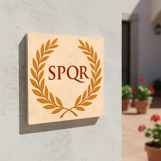 Azulejo SPQR romano corona de laurel