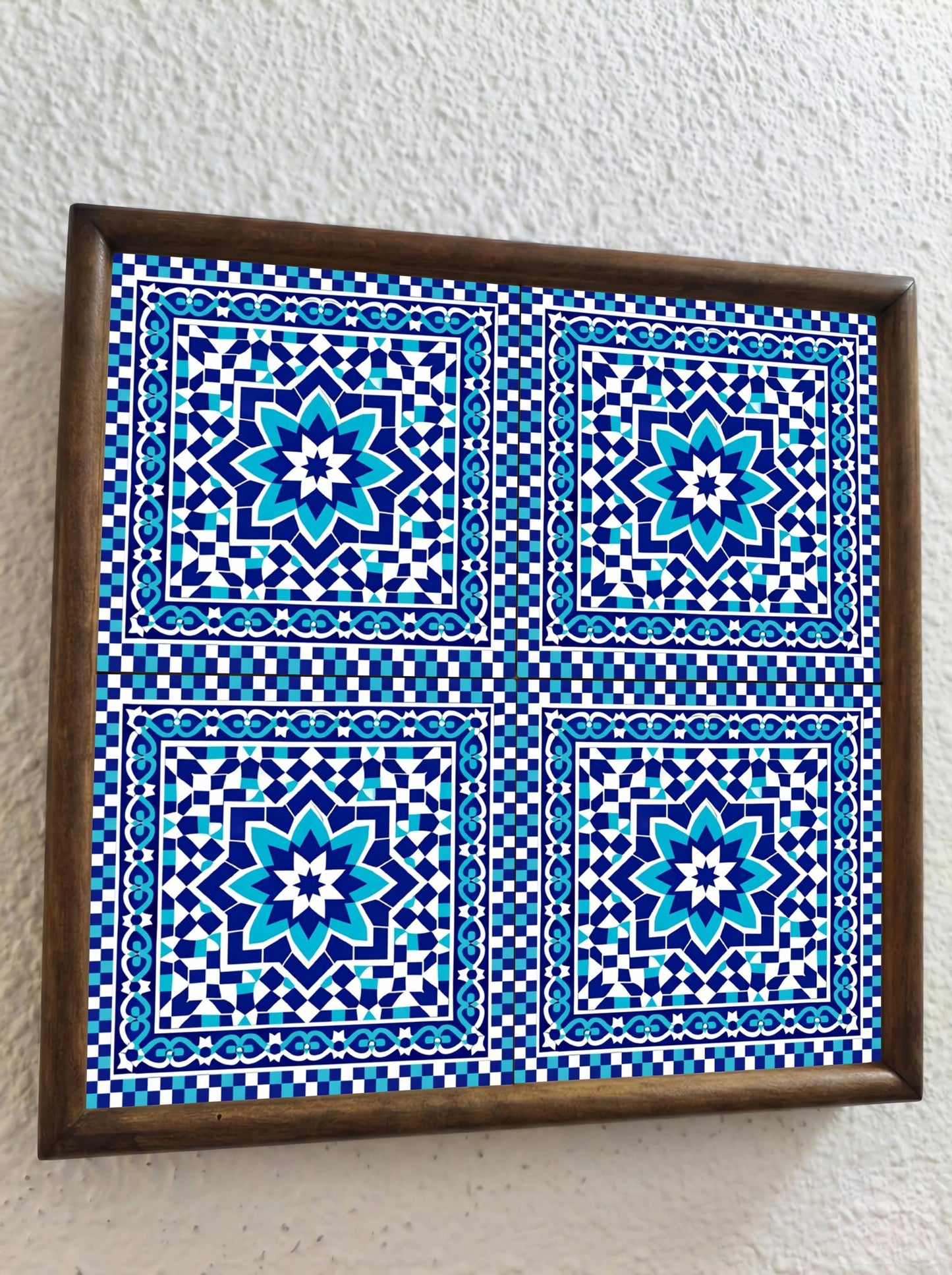 Pomegranate Alhambra Star · Ceramic Wall Tile — Moorish-Andalusian Pattern