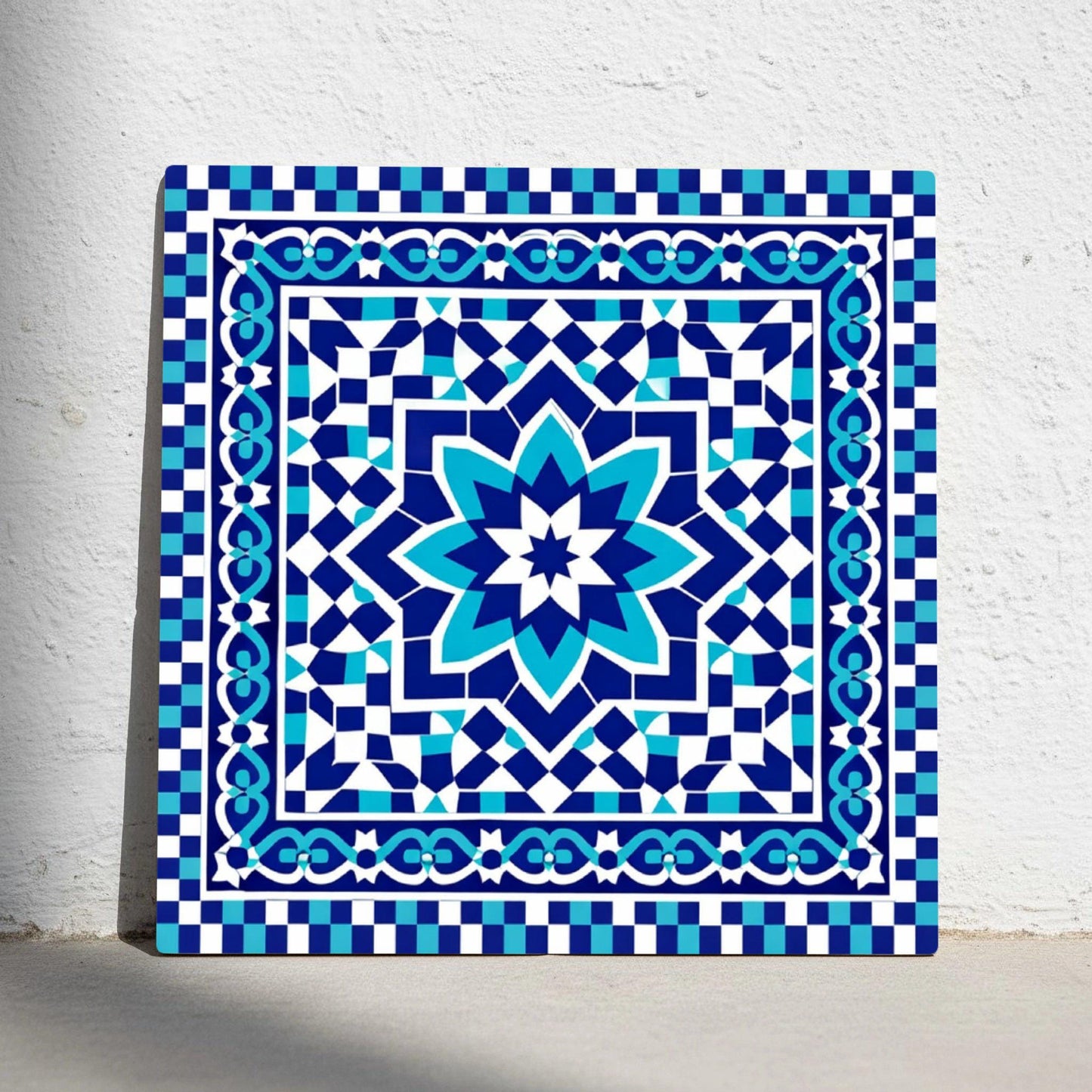 Pomegranate Alhambra Star · Ceramic Wall Tile — Moorish-Andalusian Pattern