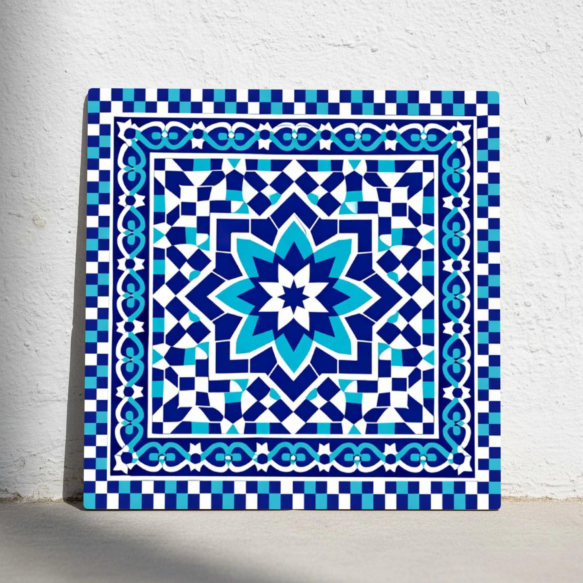 Pomegranate Alhambra Star · Ceramic Wall Tile — Moorish-Andalusian Pattern
