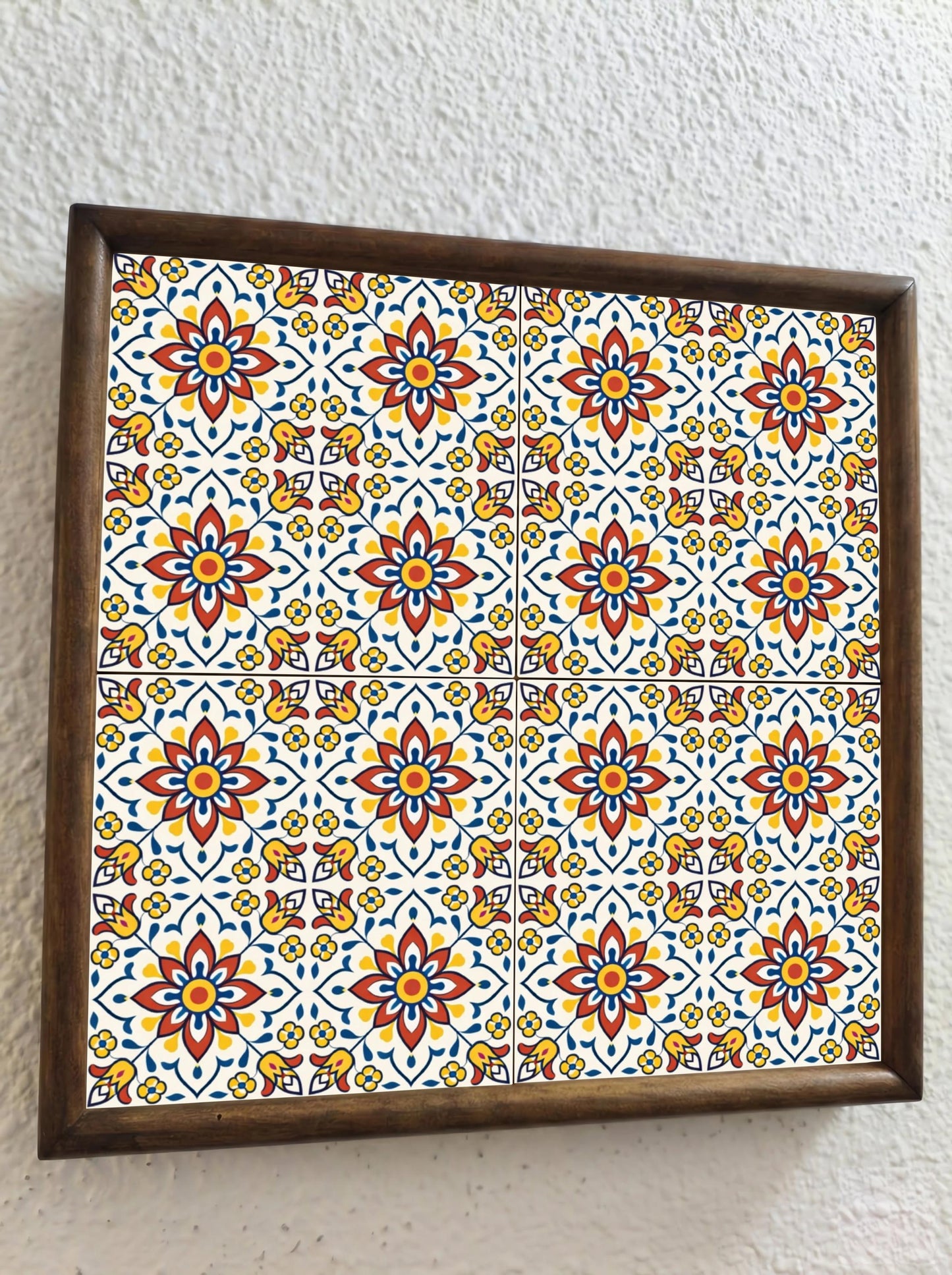 Transylvanian Folk Floral · Ceramic Wall Tile — Modern Geometric Design