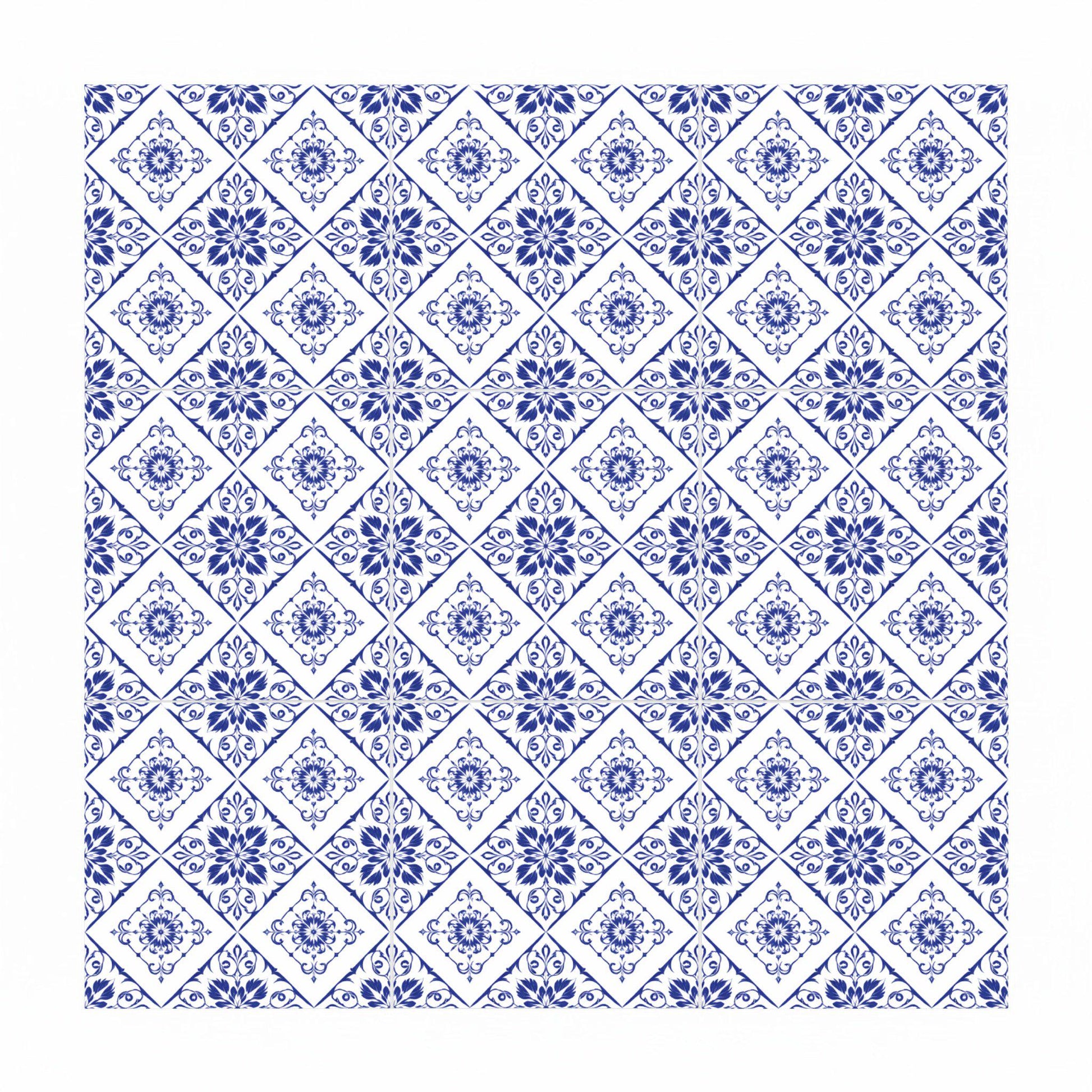 Azulejo-Fliese Floral in Delfter Blau — Delfter-Blau-Stil