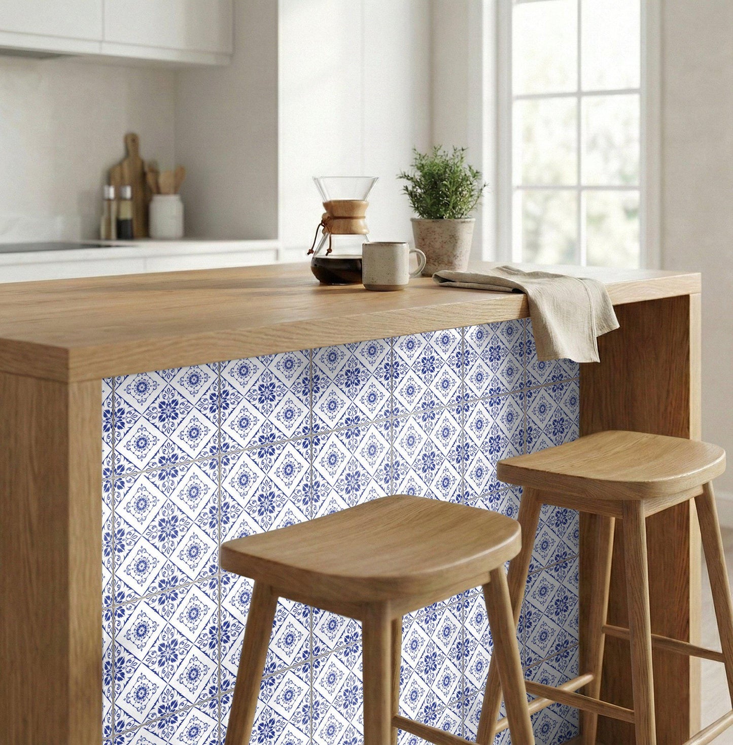 Azulejo-Fliese Floral in Delfter Blau — Delfter-Blau-Stil
