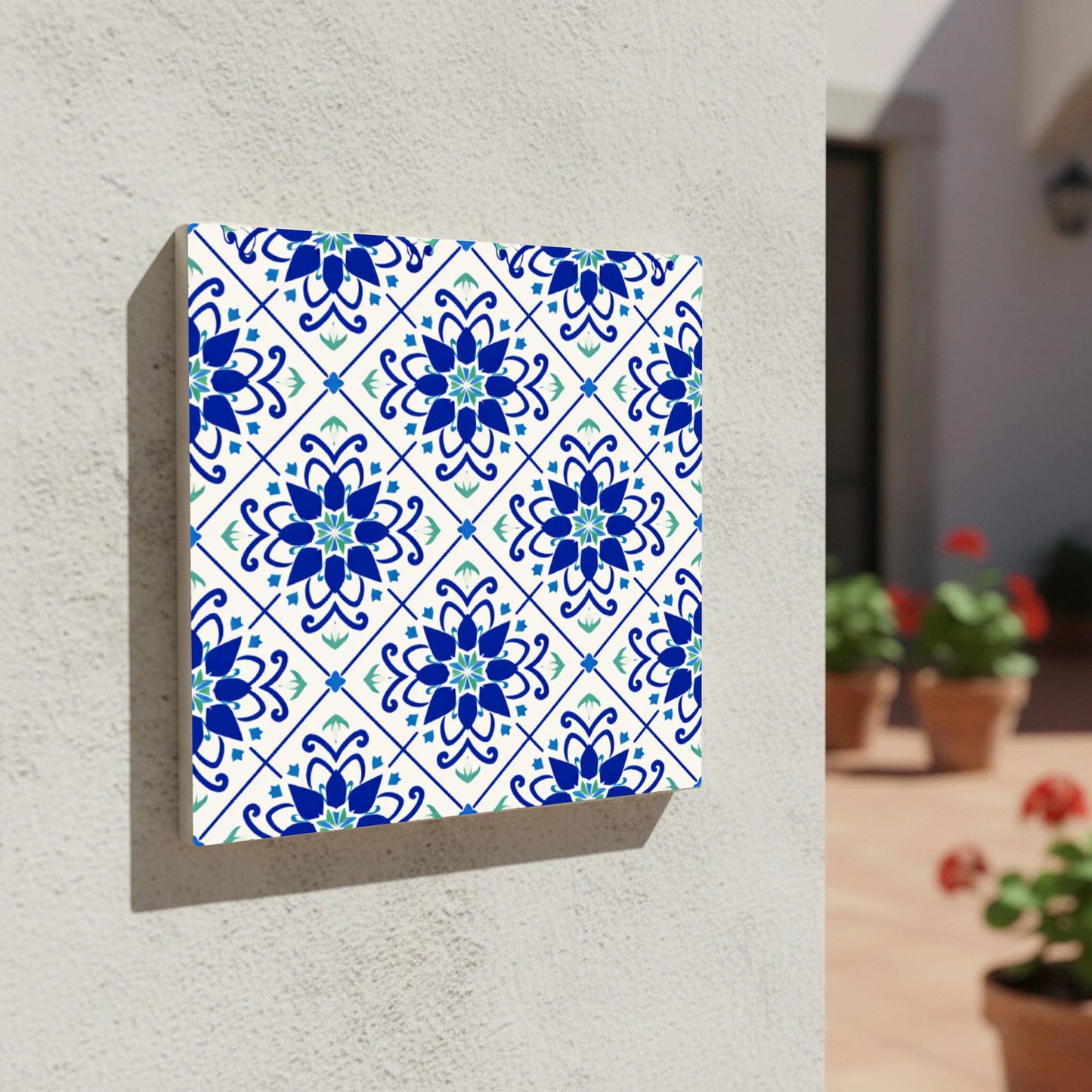 Azulejo Santorini azul floral