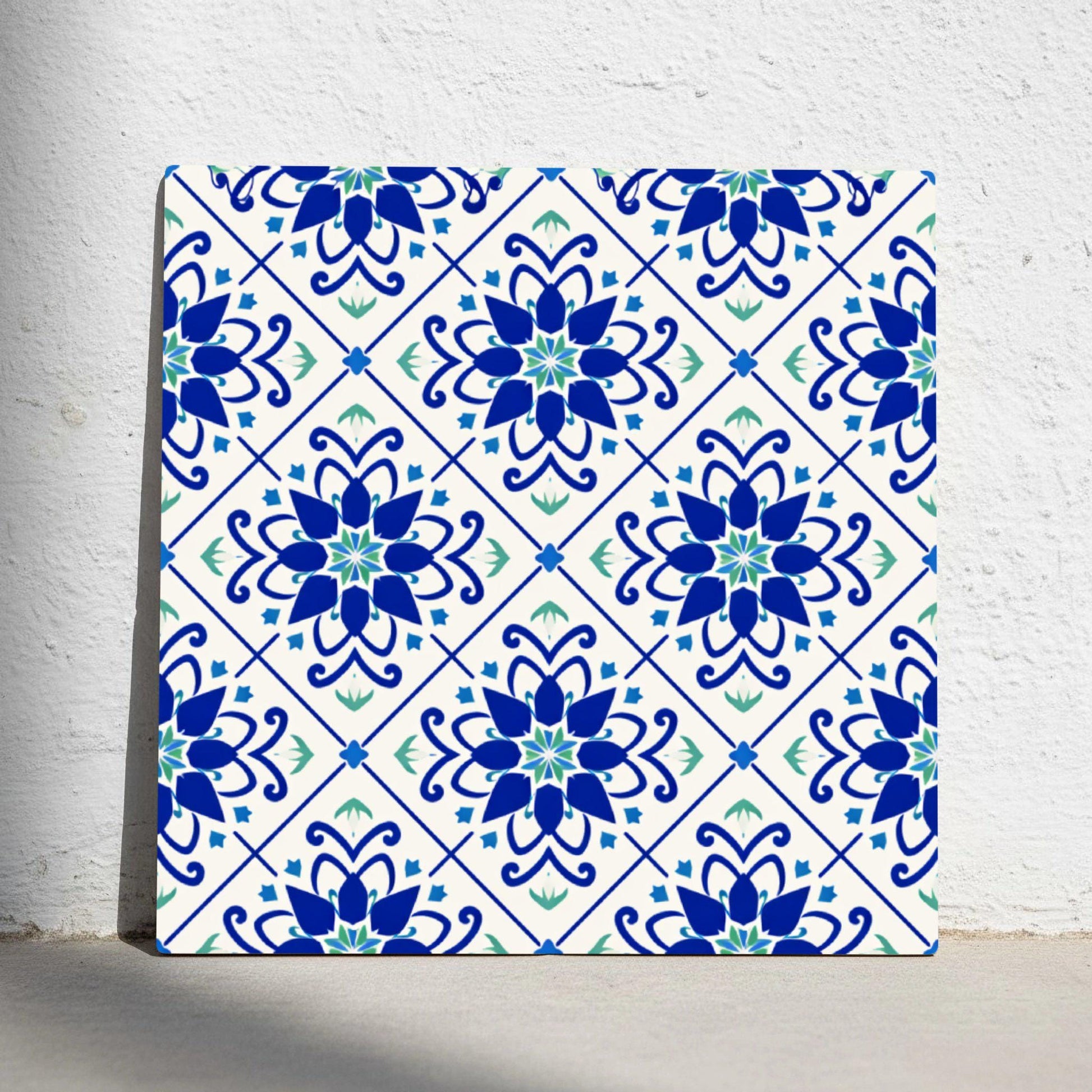 Azulejo Santorini azul floral
