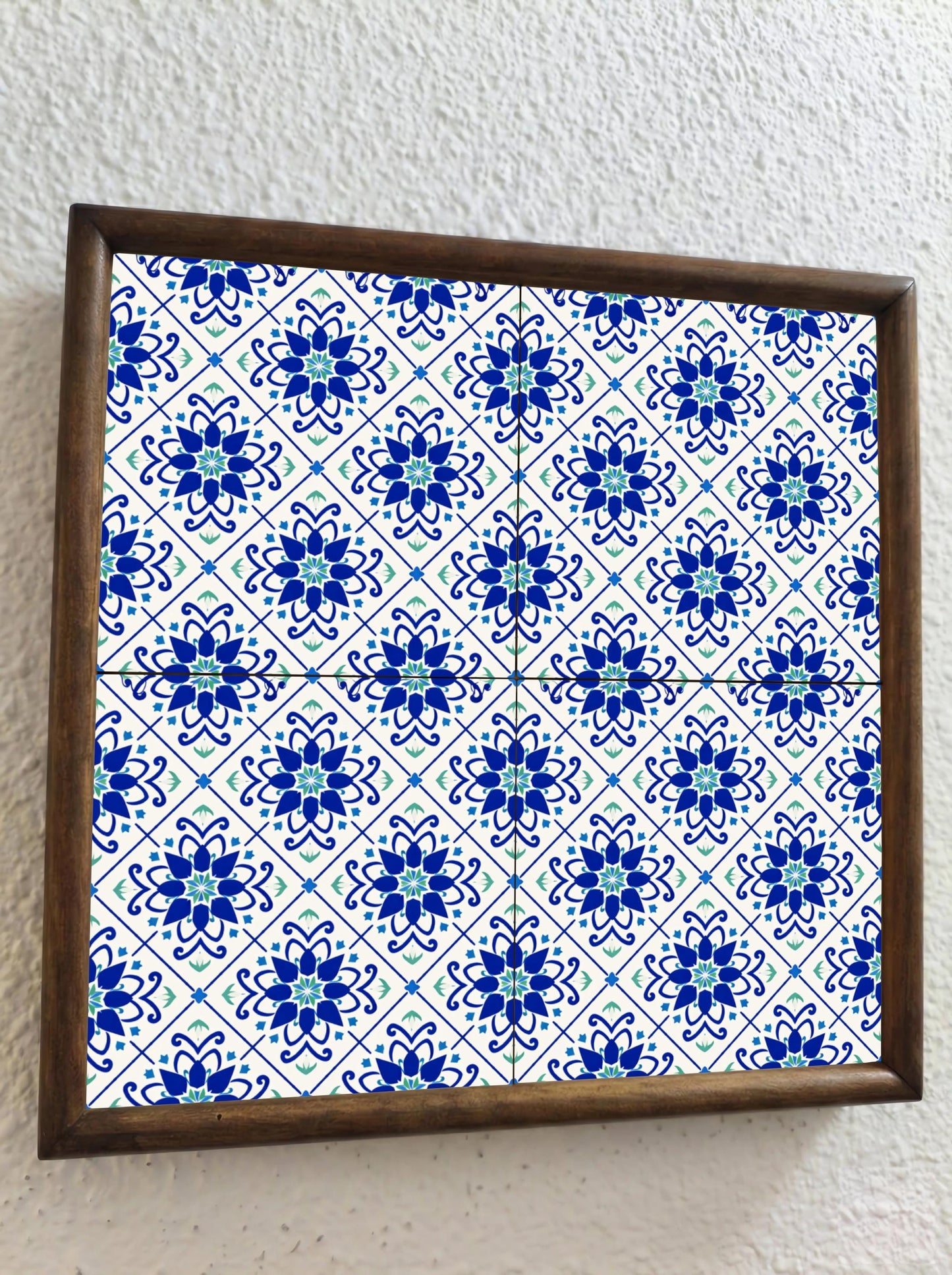 Azulejo Santorini azul floral