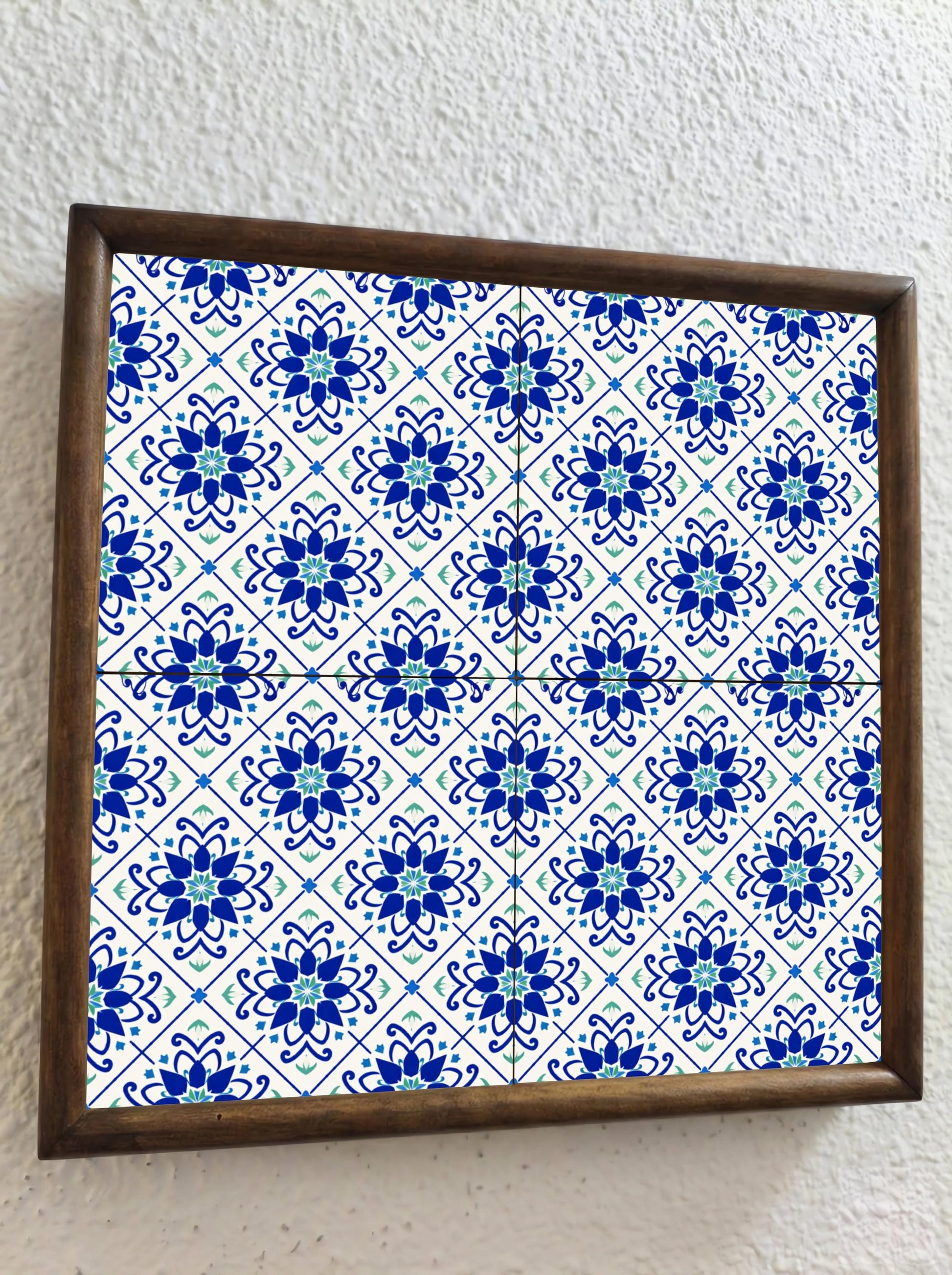 Azulejo Santorini azul floral