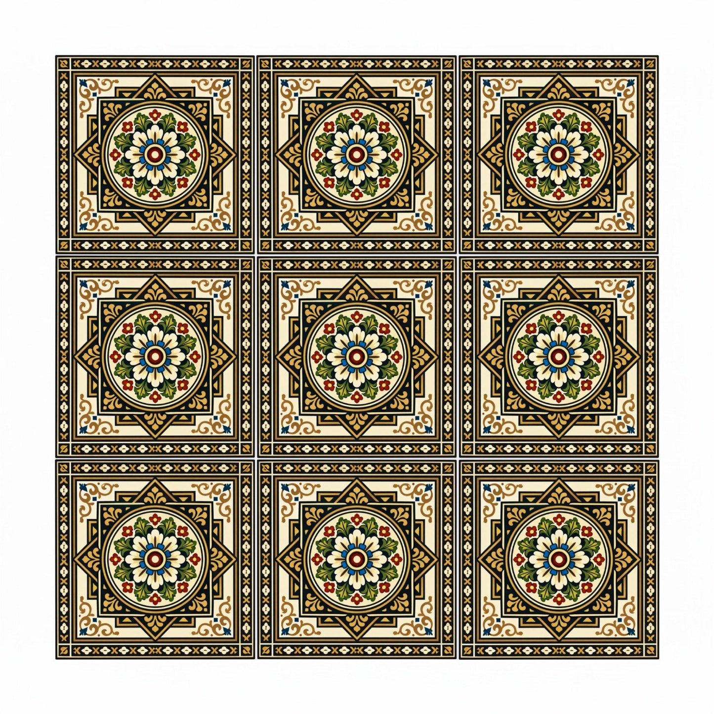 Palermo Baroque Floral · Ceramic Wall Tile — Modern Geometric Design