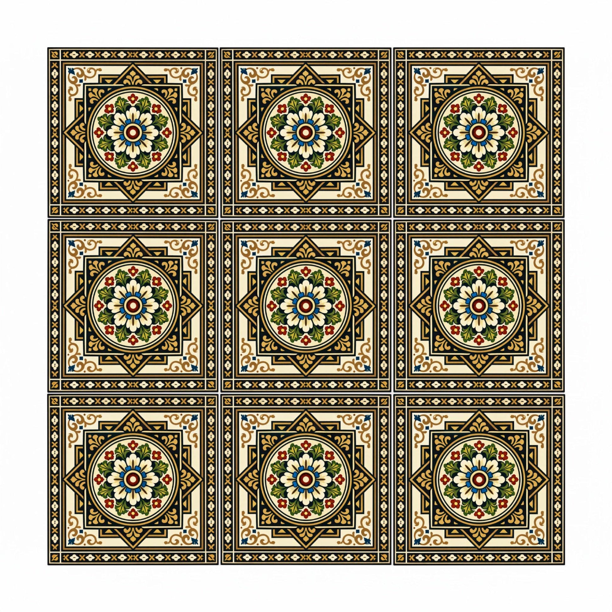 Palermo Baroque Floral · Ceramic Wall Tile — Modern Geometric Design