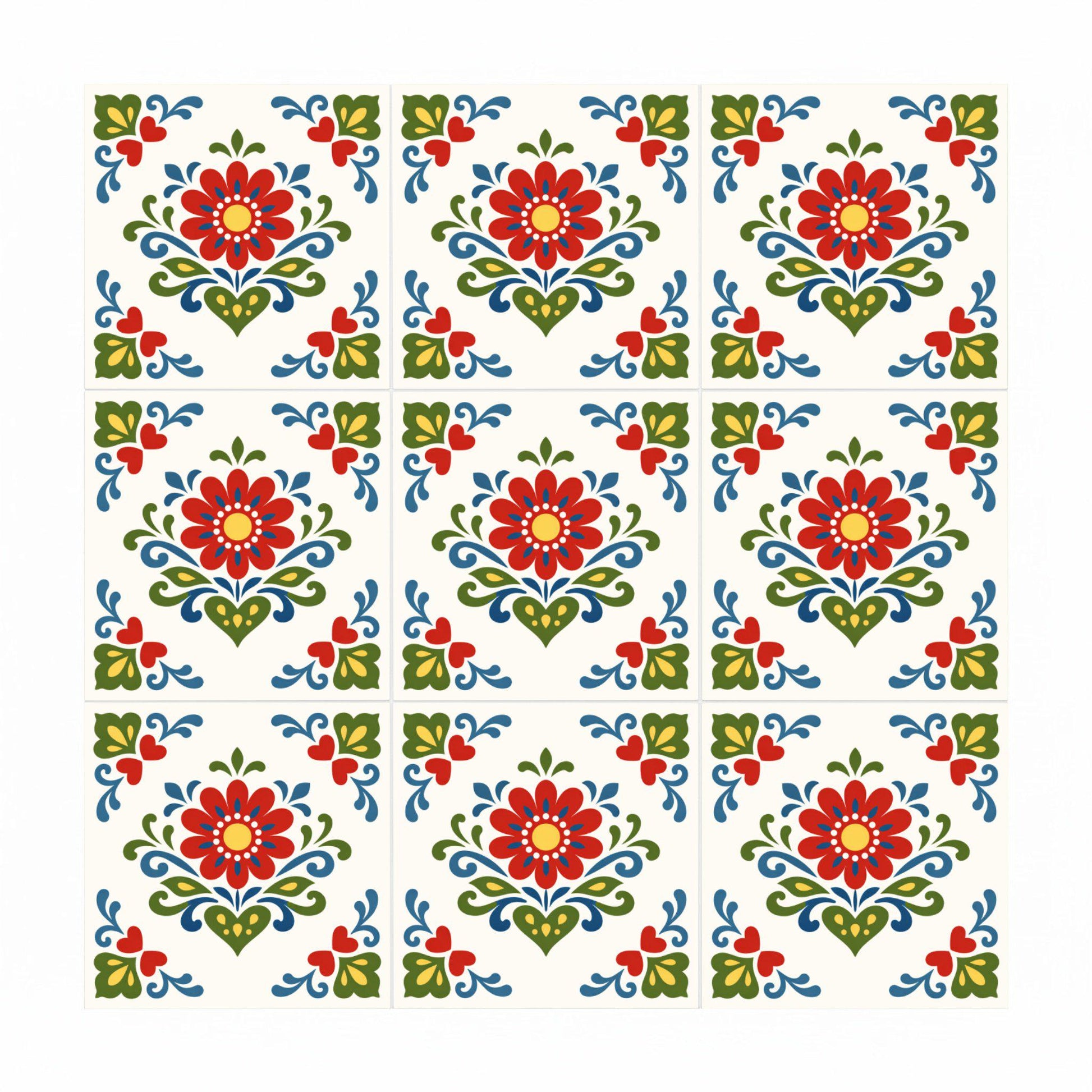 Zakopane Folk Floral — Floral & Botanical Design Ceramic Tile