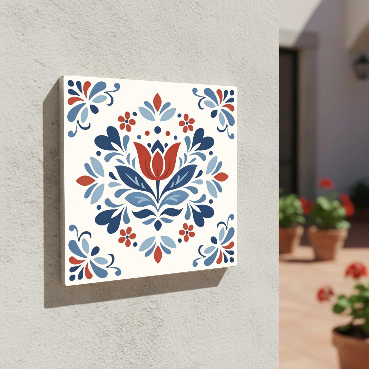 Ceramic Tile Utrecht Tulip — Holland Blue Pottery Style