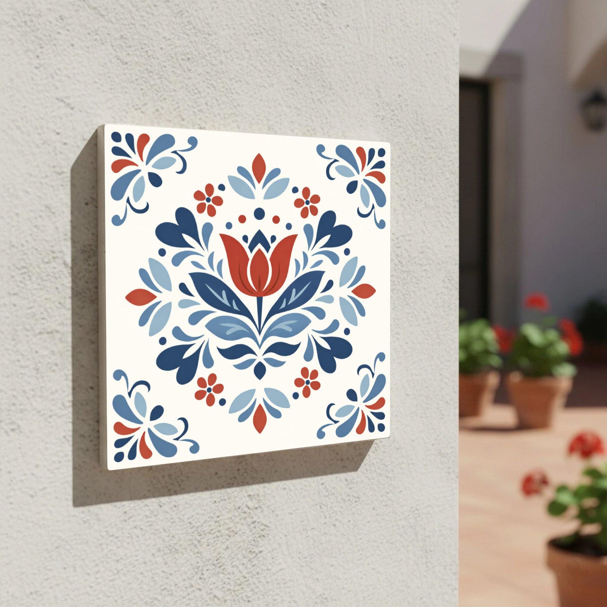 Ceramic Tile Utrecht Tulip — Holland Blue Pottery Style
