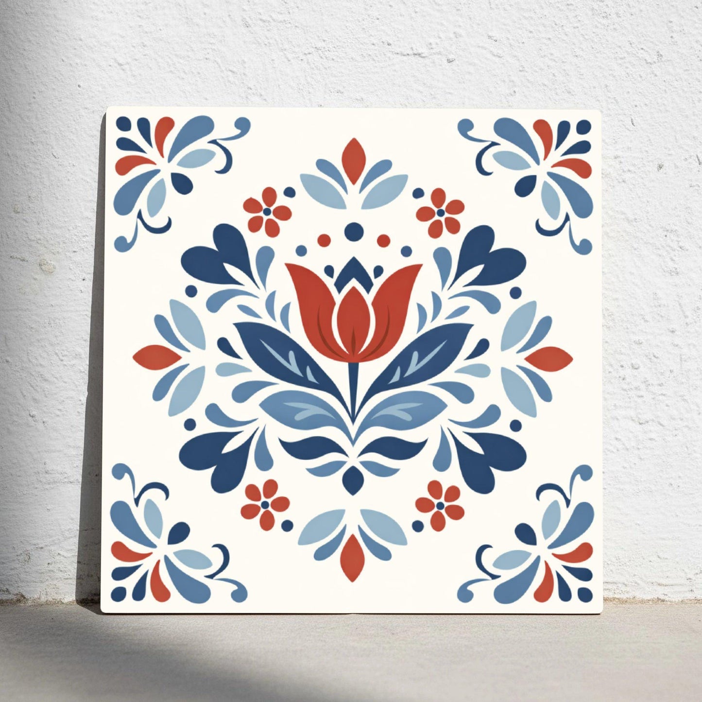 Ceramic Tile Utrecht Tulip — Holland Blue Pottery Style