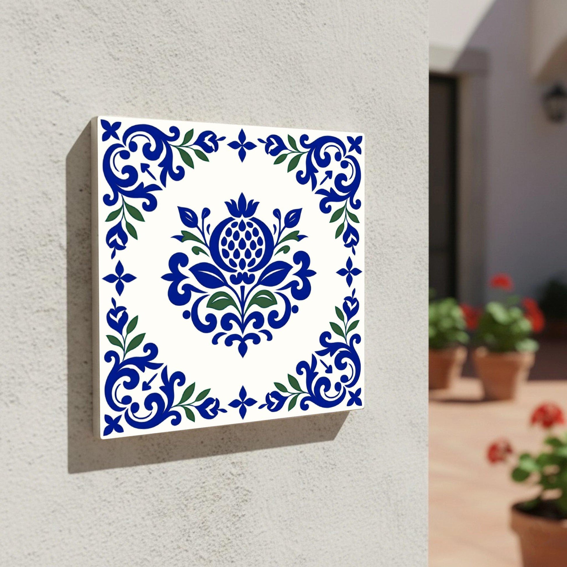 Azulejo-Fliese Lisbon Olivenzweig — Lissabonner Azulejo-Charme