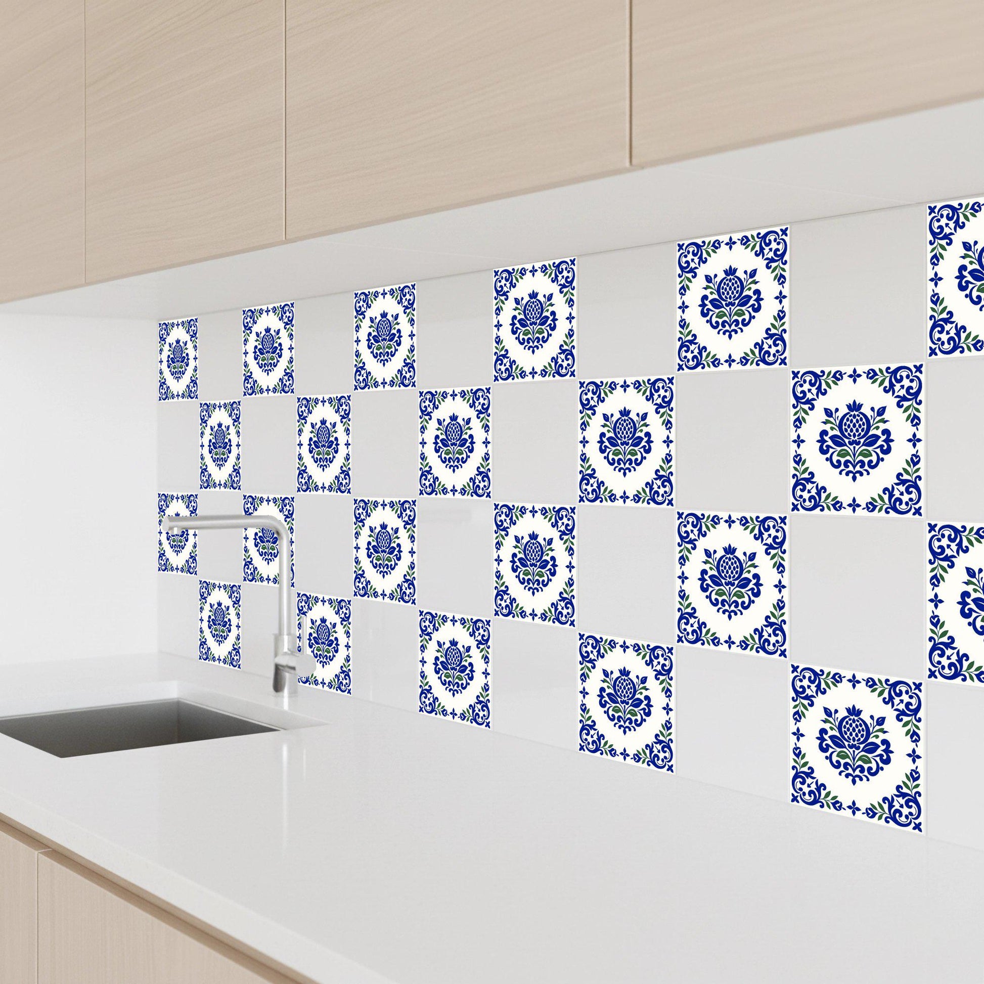 Azulejo-Fliese Lisbon Olivenzweig — Lissabonner Azulejo-Charme