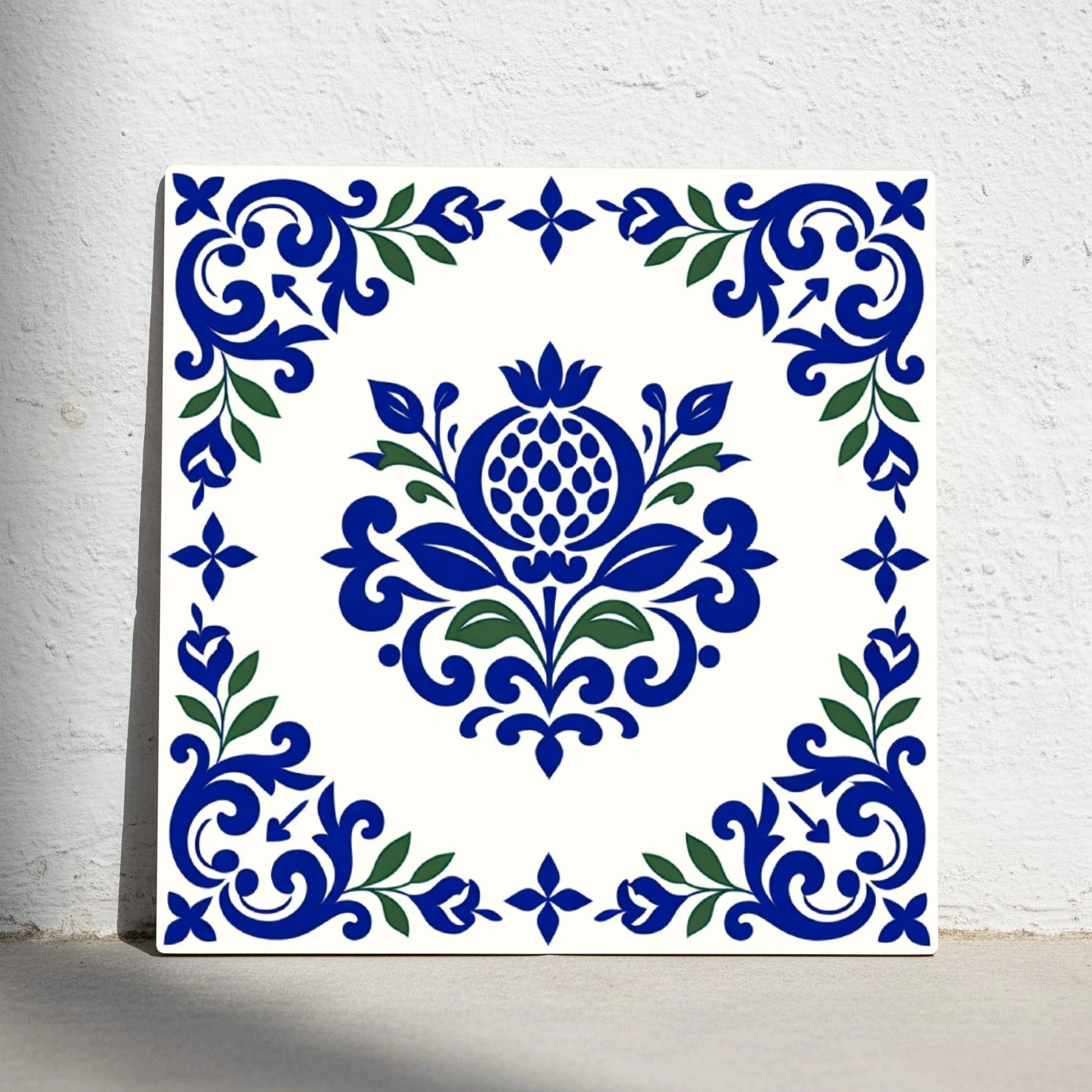 Azulejo-Fliese Lisbon Olivenzweig — Lissabonner Azulejo-Charme