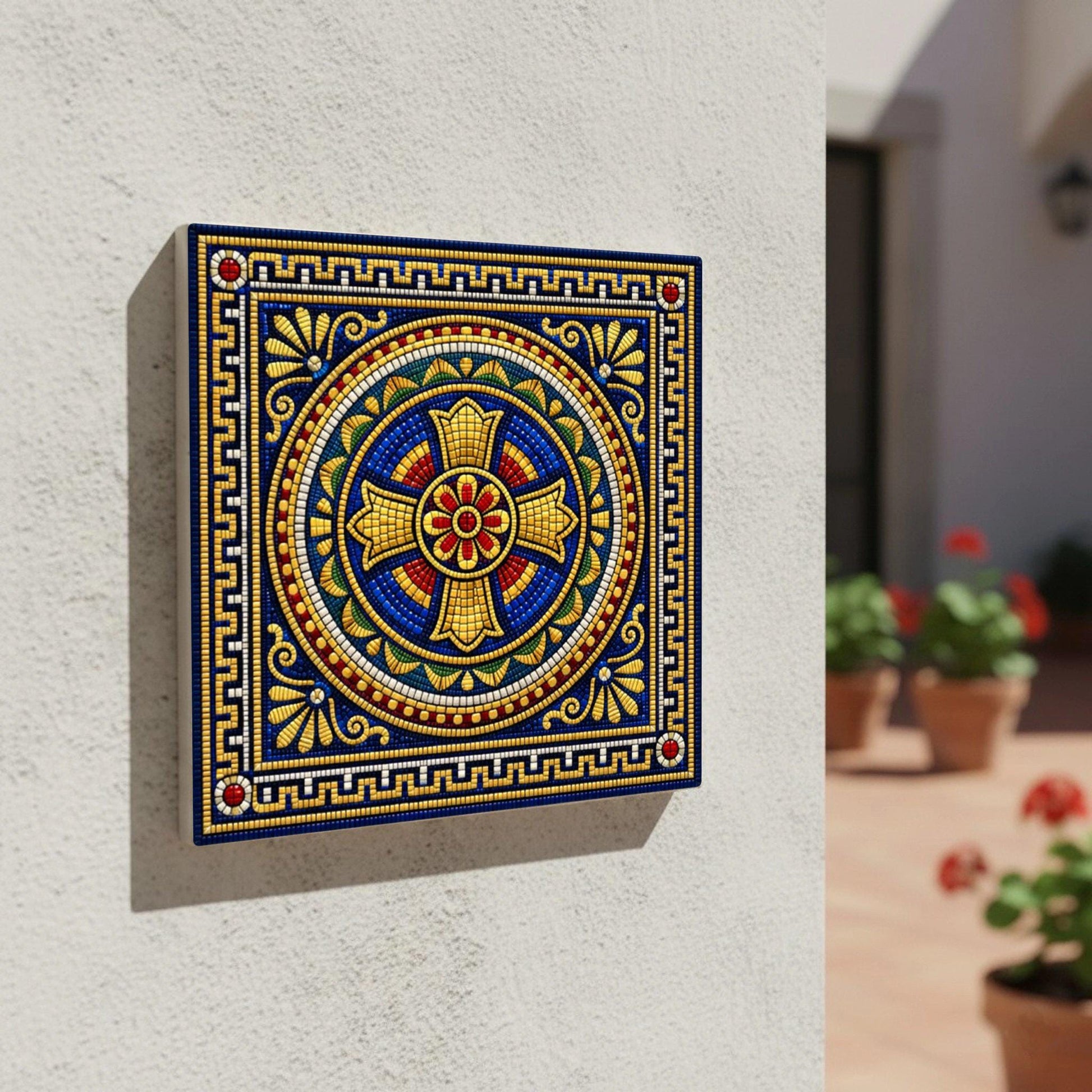 Vatican Mosaic Cross — Precision-Line Geometry Ceramic Tile
