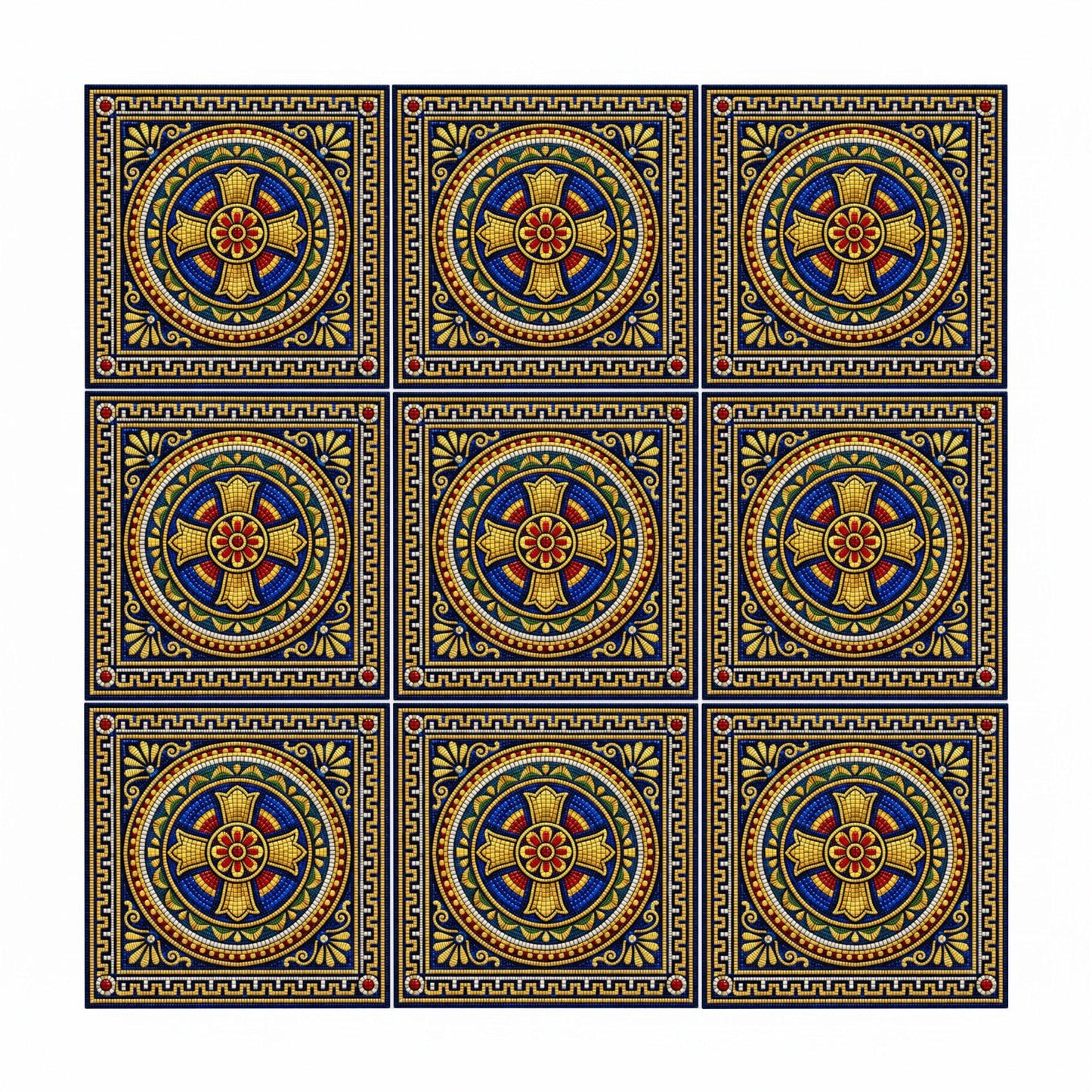 Vatican Mosaic Cross — Precision-Line Geometry Ceramic Tile