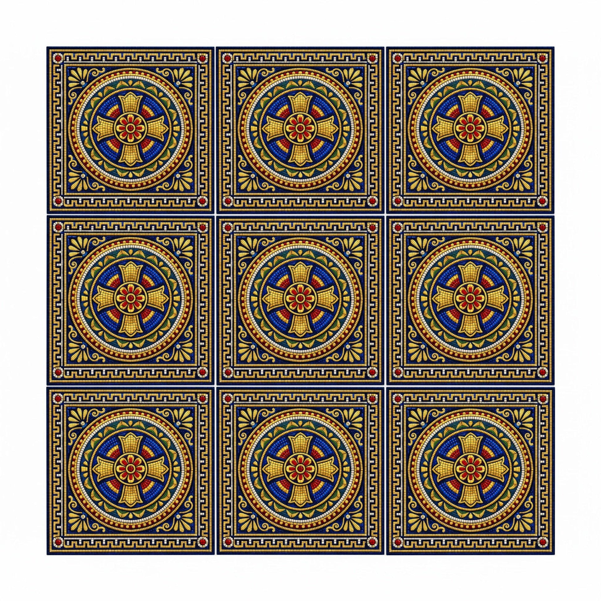 Vatican Mosaic Cross — Precision-Line Geometry Ceramic Tile