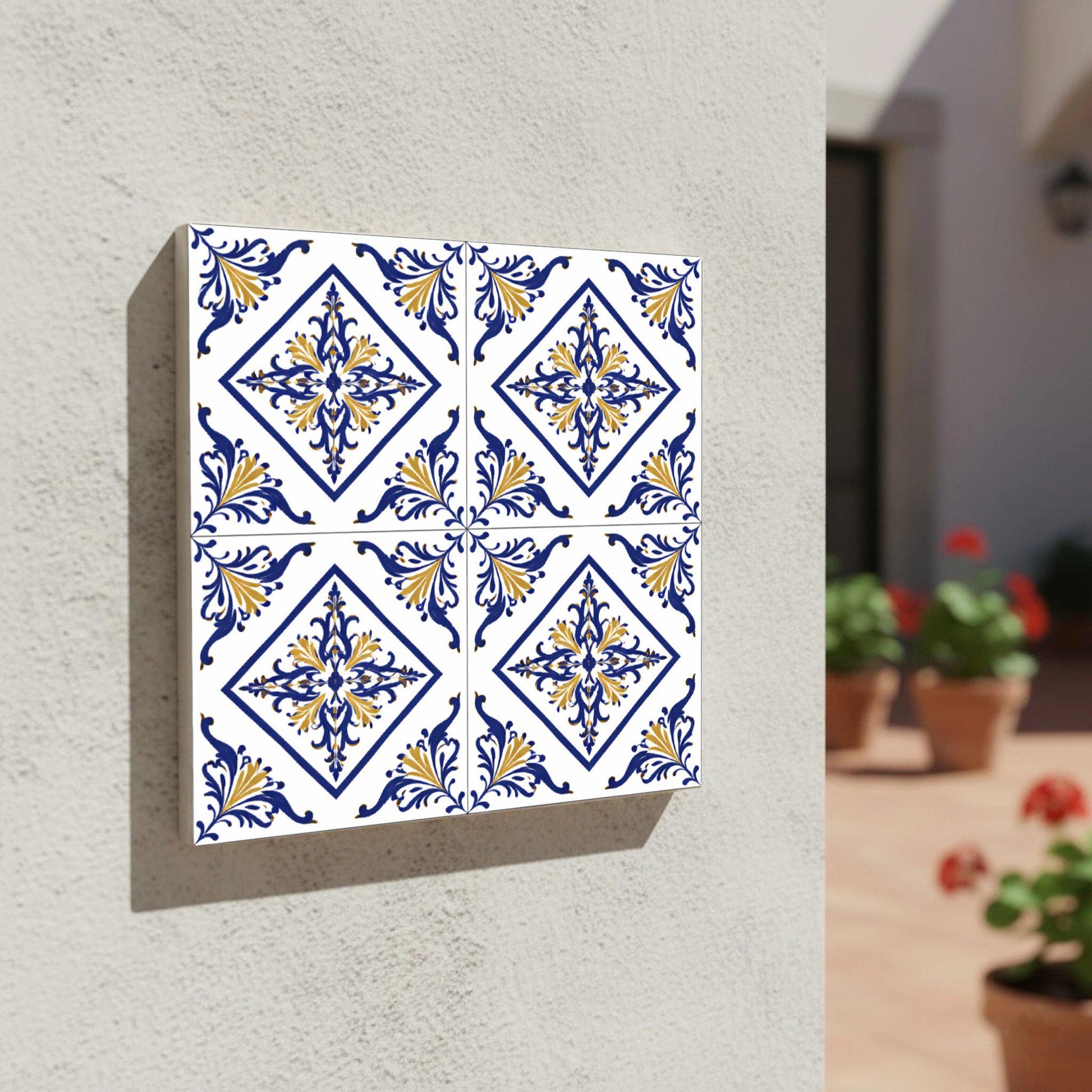 Madrid Königsblau und Gold — Keramikfliese, Spanisches Erbe-Design