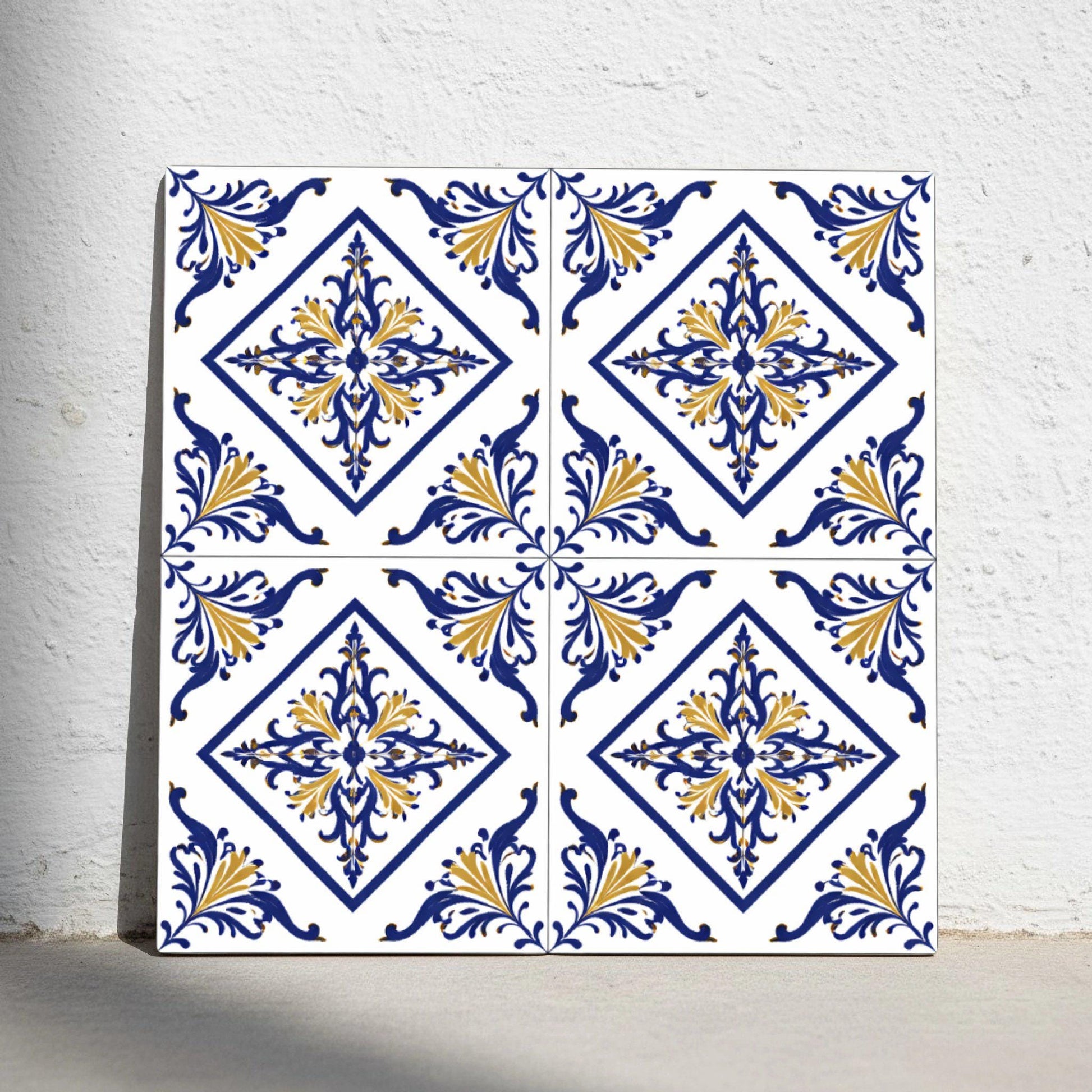 Madrid Königsblau und Gold — Keramikfliese, Spanisches Erbe-Design