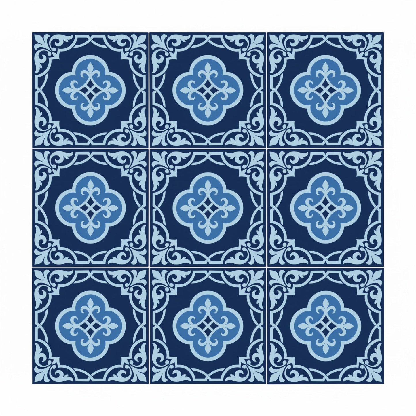Powder Bleu Ornemental · Carreau Mural — Ornement Style Vintage