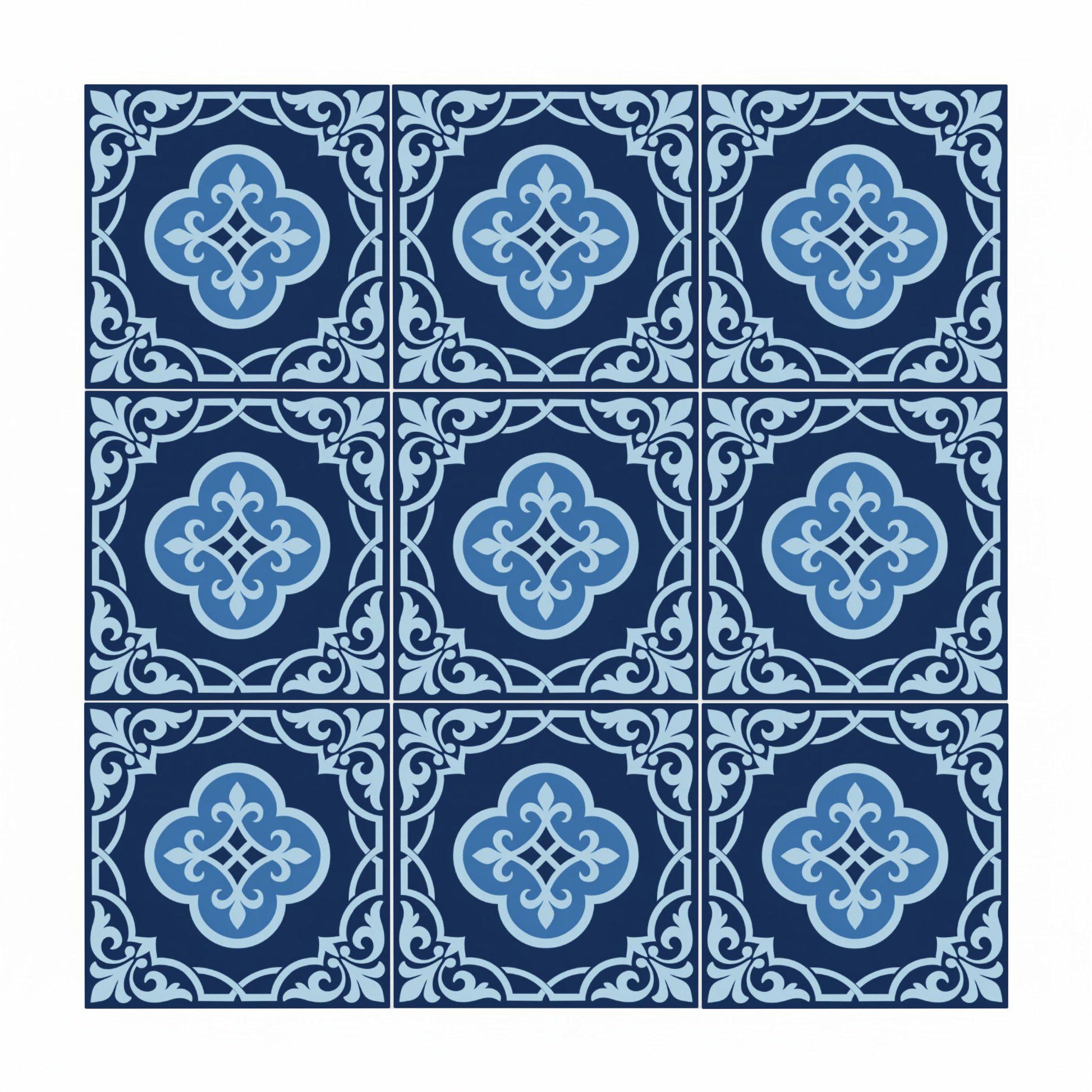 Powder Bleu Ornemental · Carreau Mural — Ornement Style Vintage